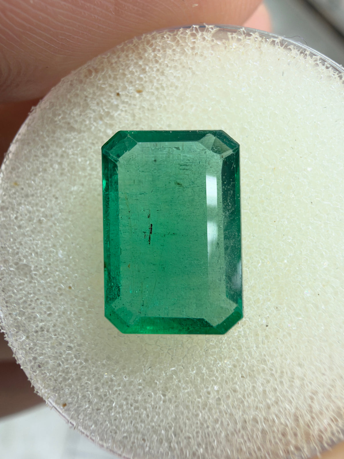 3.44 carat 11.4×7.8 Transparent Medium Bluish Green Natural Zambian Emerald- Emerald Cut