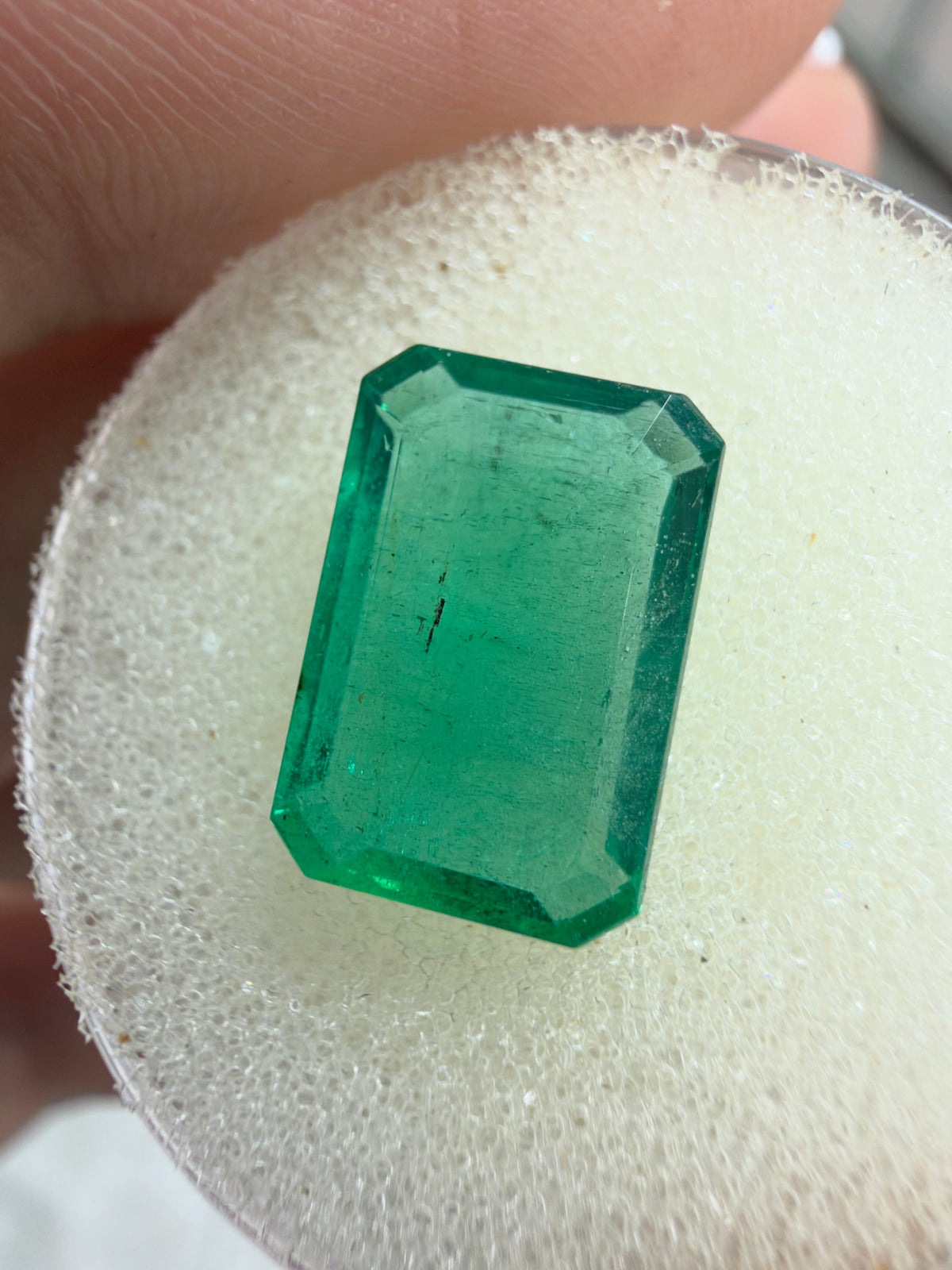 3.44 carat 11.4×7.8 Transparent Medium Bluish Green Natural Zambian Emerald- Emerald Cut