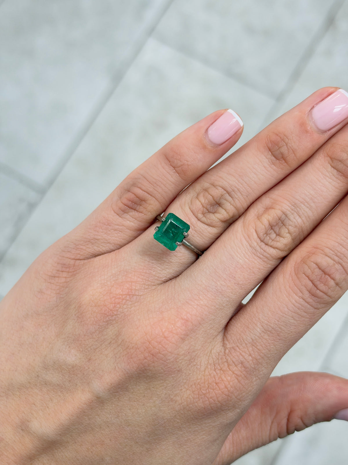 3.47 carat 9.4×7.8 Dark Bluish Green Loose Zambian Emerald- Emerald Cut