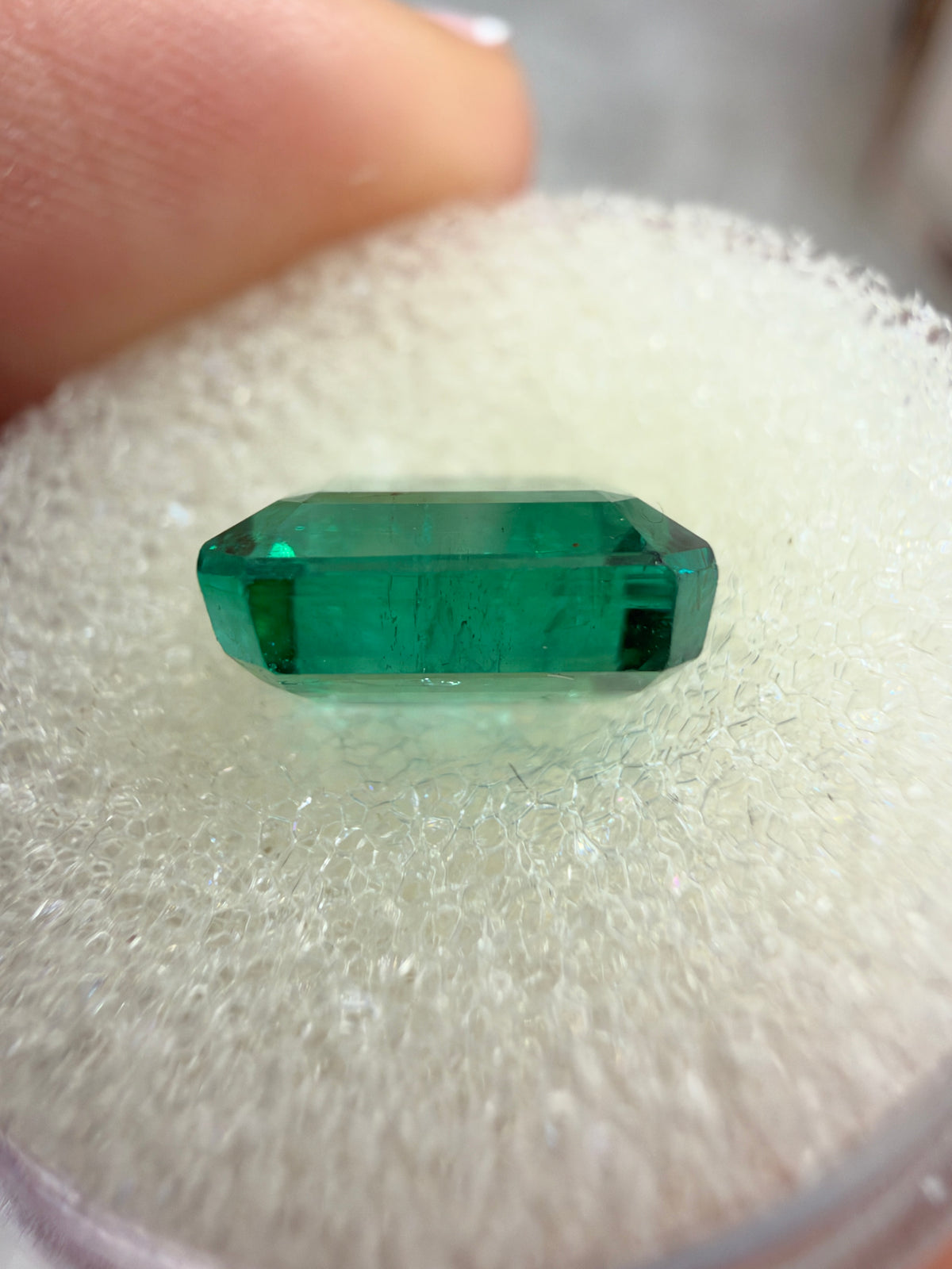 3.50 carat 9x9 Crystal Clear Vivid Deep Bluish Green Loose Natural Emerald- Asscher Cut