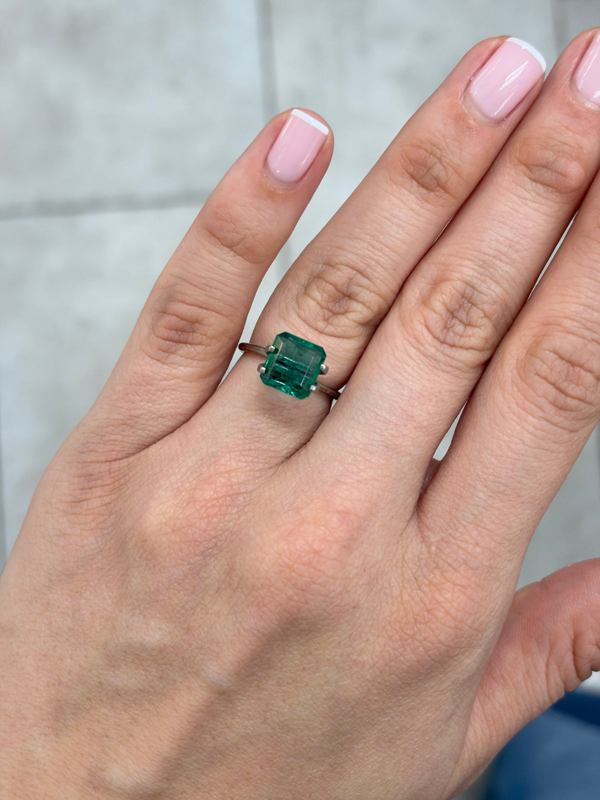 3.50 carat 9x9 Crystal Clear Vivid Deep Bluish Green Loose Natural Emerald- Asscher Cut