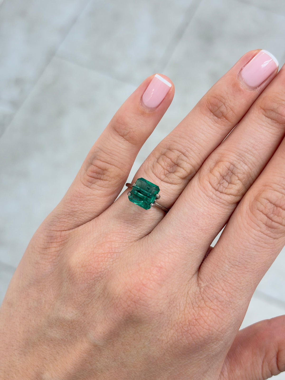 3.50 carat 9x9 Crystal Clear Vivid Deep Bluish Green Loose Natural Emerald- Asscher Cut
