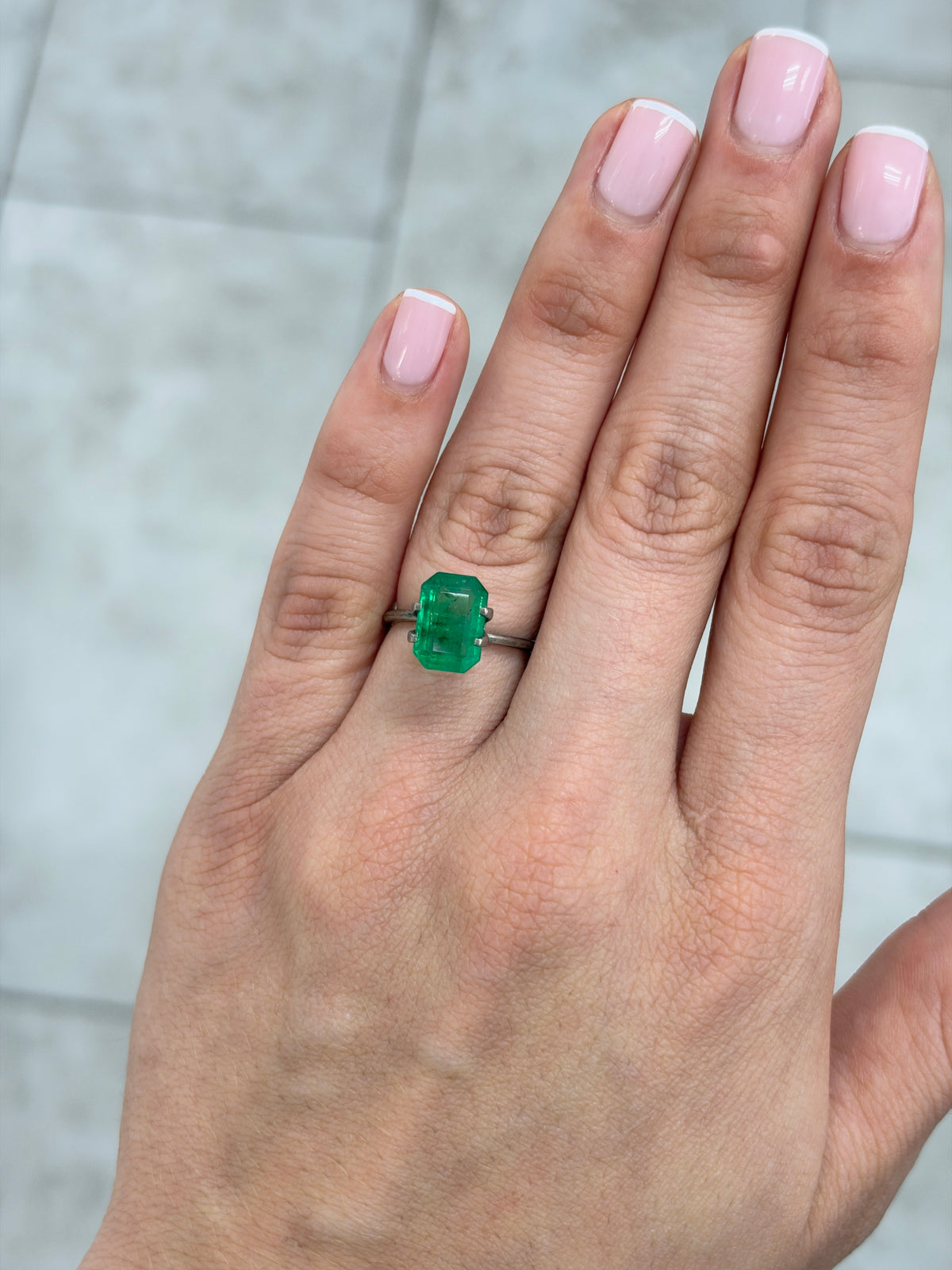 3.90 Carat 11×8 Medium Yellowish Green Loose Zambian Emerald-Cut