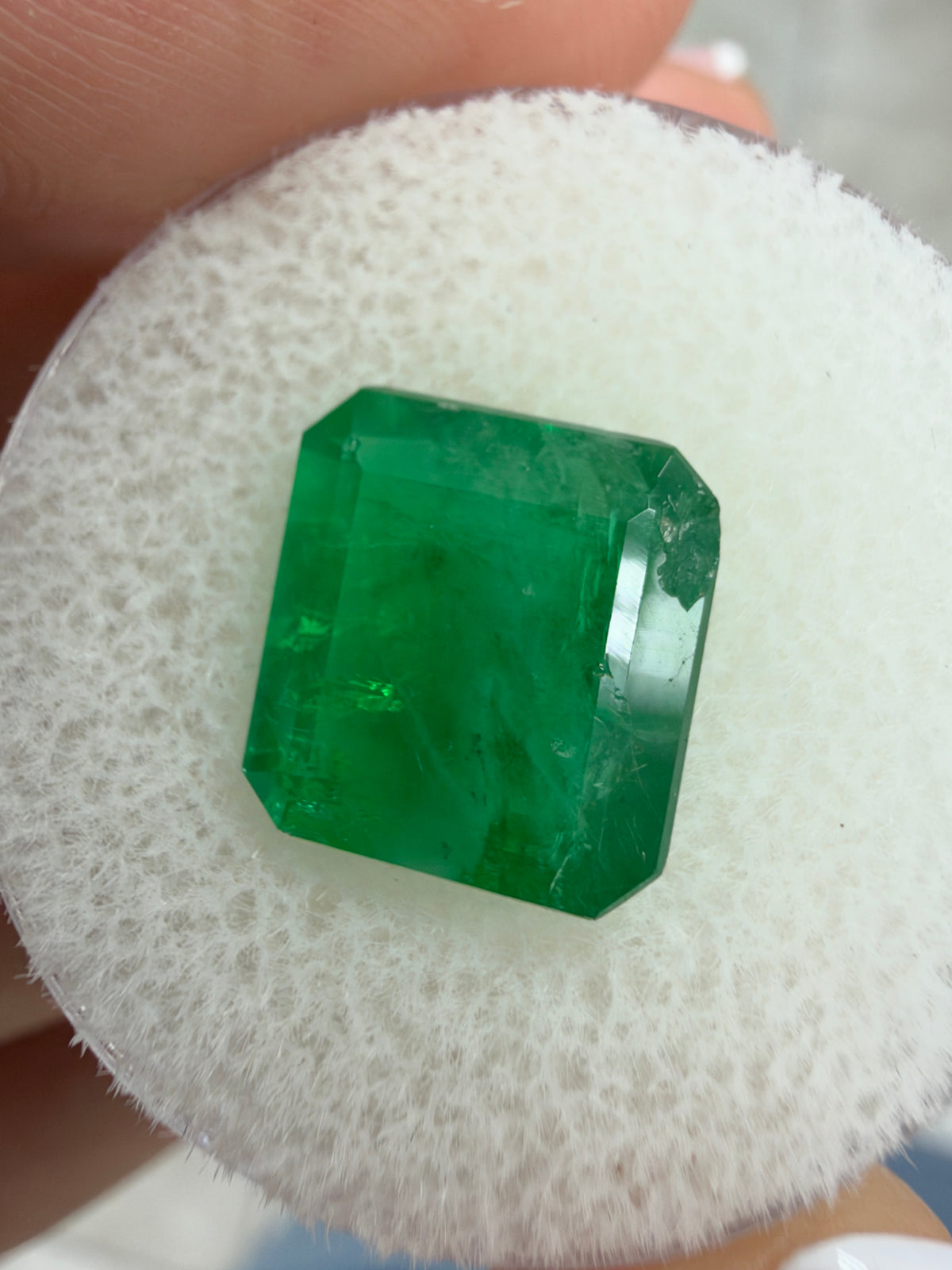 4.54 Carat 10.8×10.2 Earthy Asscher-Cut Dark Green Natural Brazilian Emerald