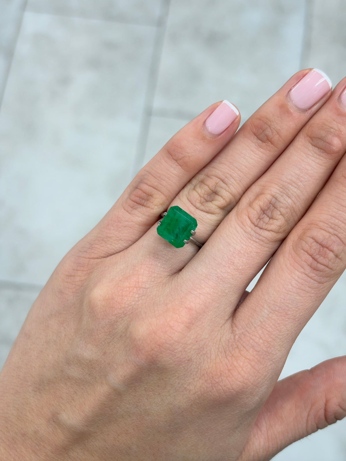 4.54 Carat 10.8×10.2 Earthy Asscher-Cut Dark Green Natural Brazilian Emerald