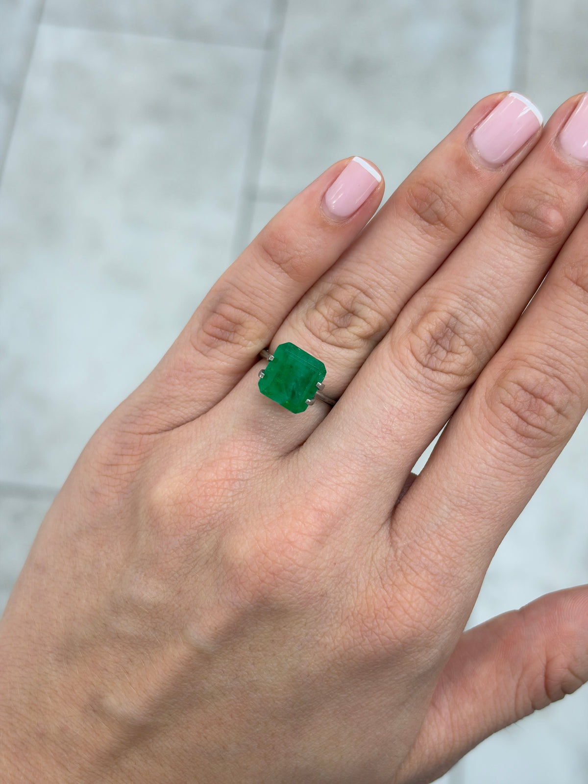 4.54 Carat 10.8×10.2 Earthy Asscher-Cut Dark Green Natural Brazilian Emerald
