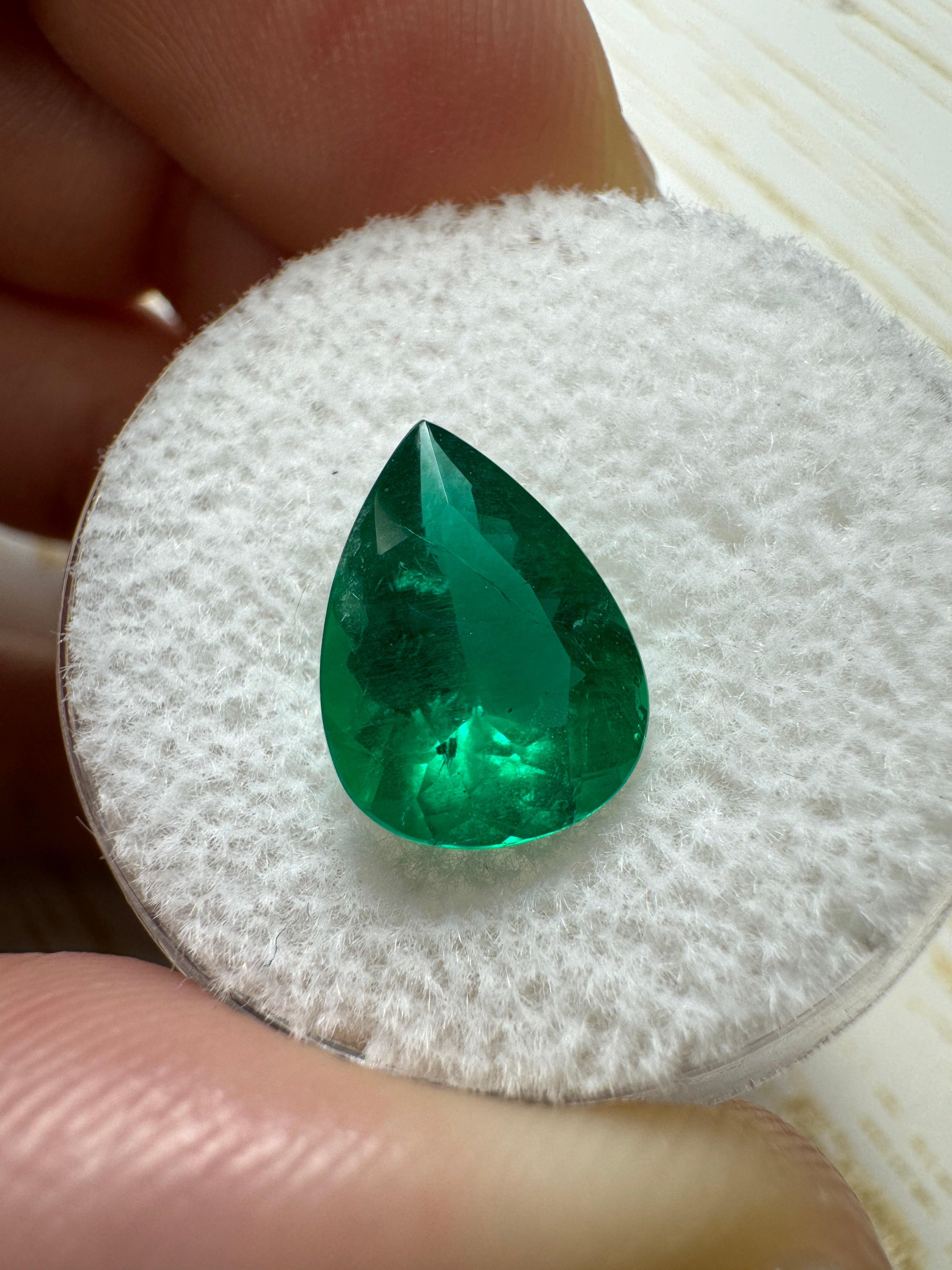 2.46 carat AAA+ Intense Green Natural Loose Brazilian Emerald-Pear Cut - JR Colombian Emeralds