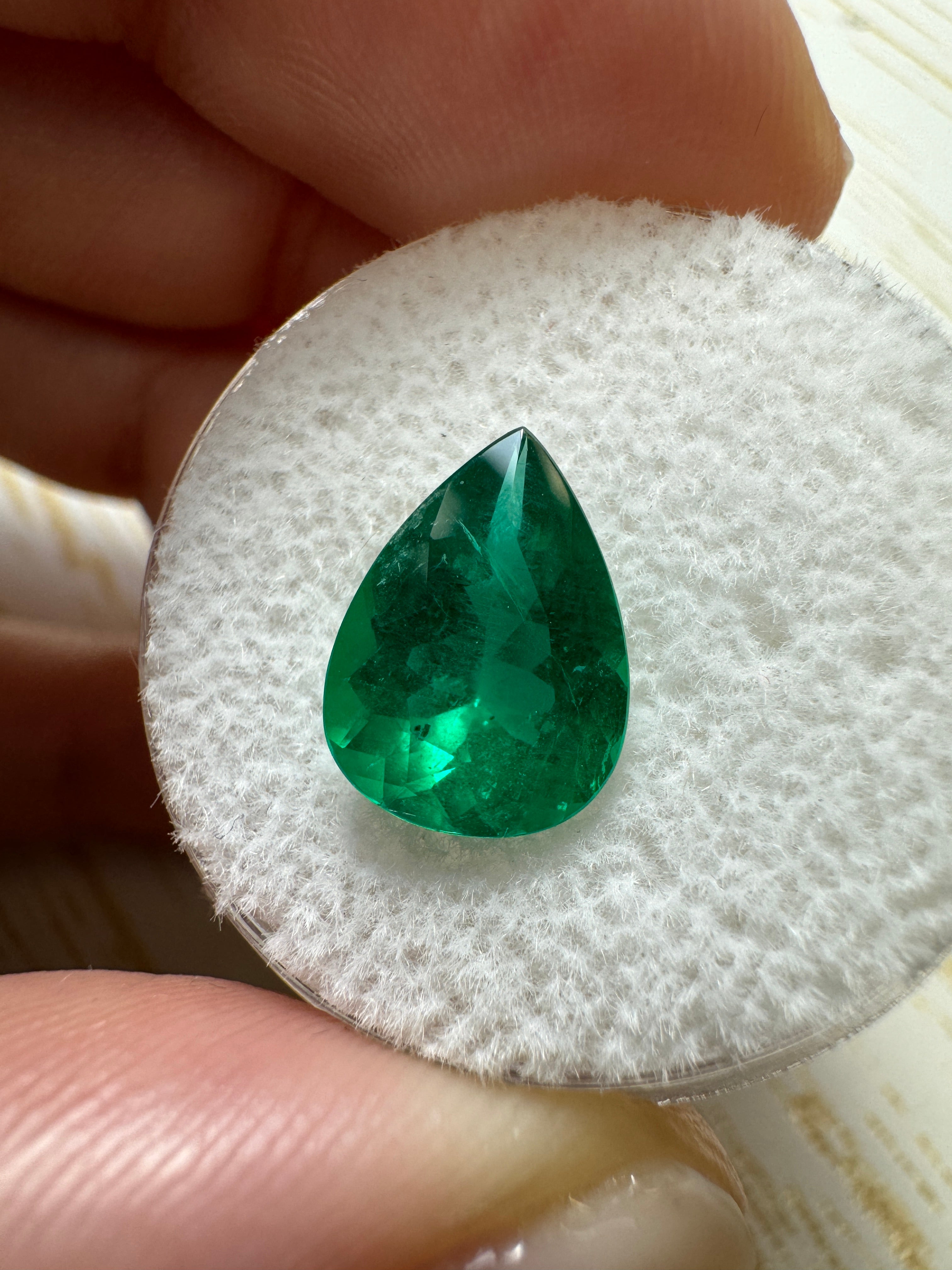 2.46 carat AAA+ Intense Green Natural Loose Brazilian Emerald-Pear Cut - JR Colombian Emeralds