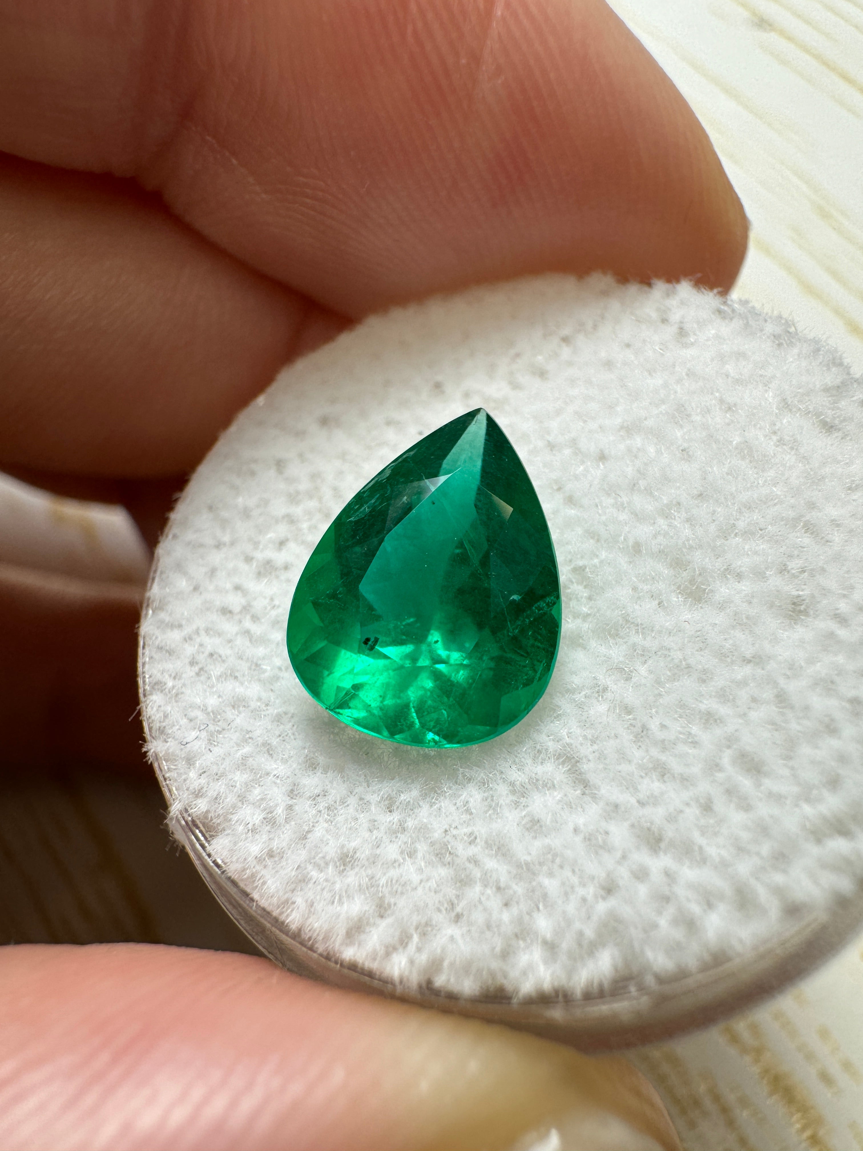 2.46 carat AAA+ Intense Green Natural Loose Brazilian Emerald-Pear Cut - JR Colombian Emeralds