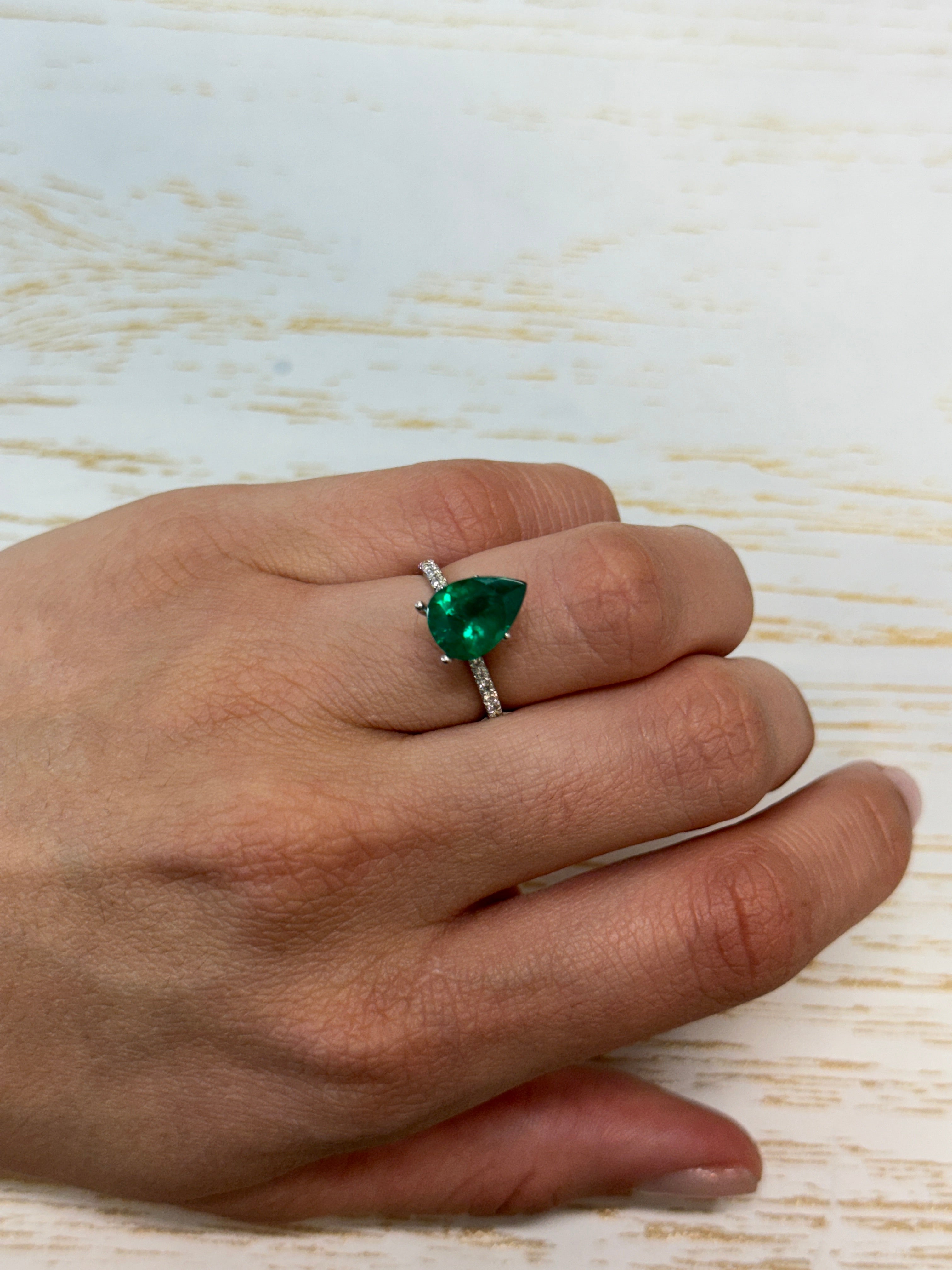 2.46 carat AAA+ Intense Green Natural Loose Brazilian Emerald-Pear Cut - JR Colombian Emeralds
