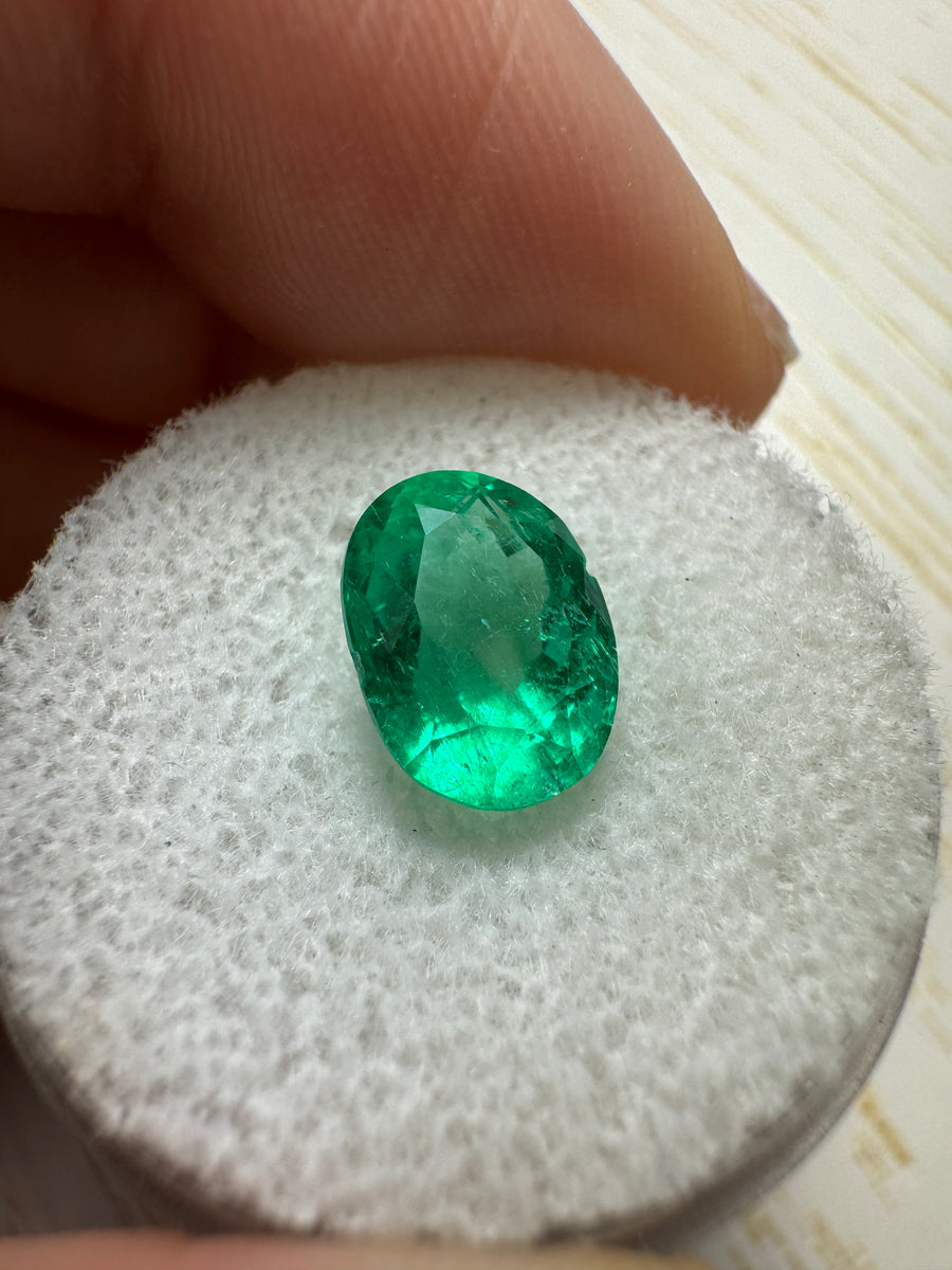 2.67 Carat 10x7 Vibrant Green Loose Colombian Emerald-Oval Cut