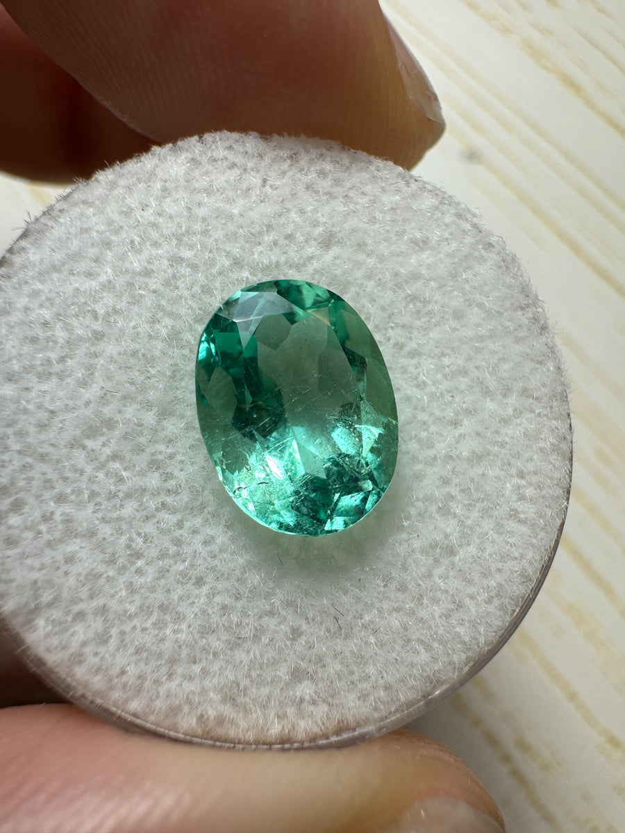 2.81 Carat VVS Seafoam Green Loose Colombian Emerald-Oval Cut