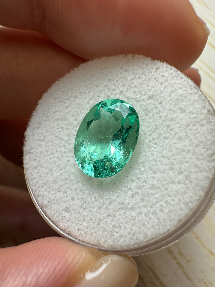 2.81 Carat VVS Seafoam Green Loose Colombian Emerald-Oval Cut