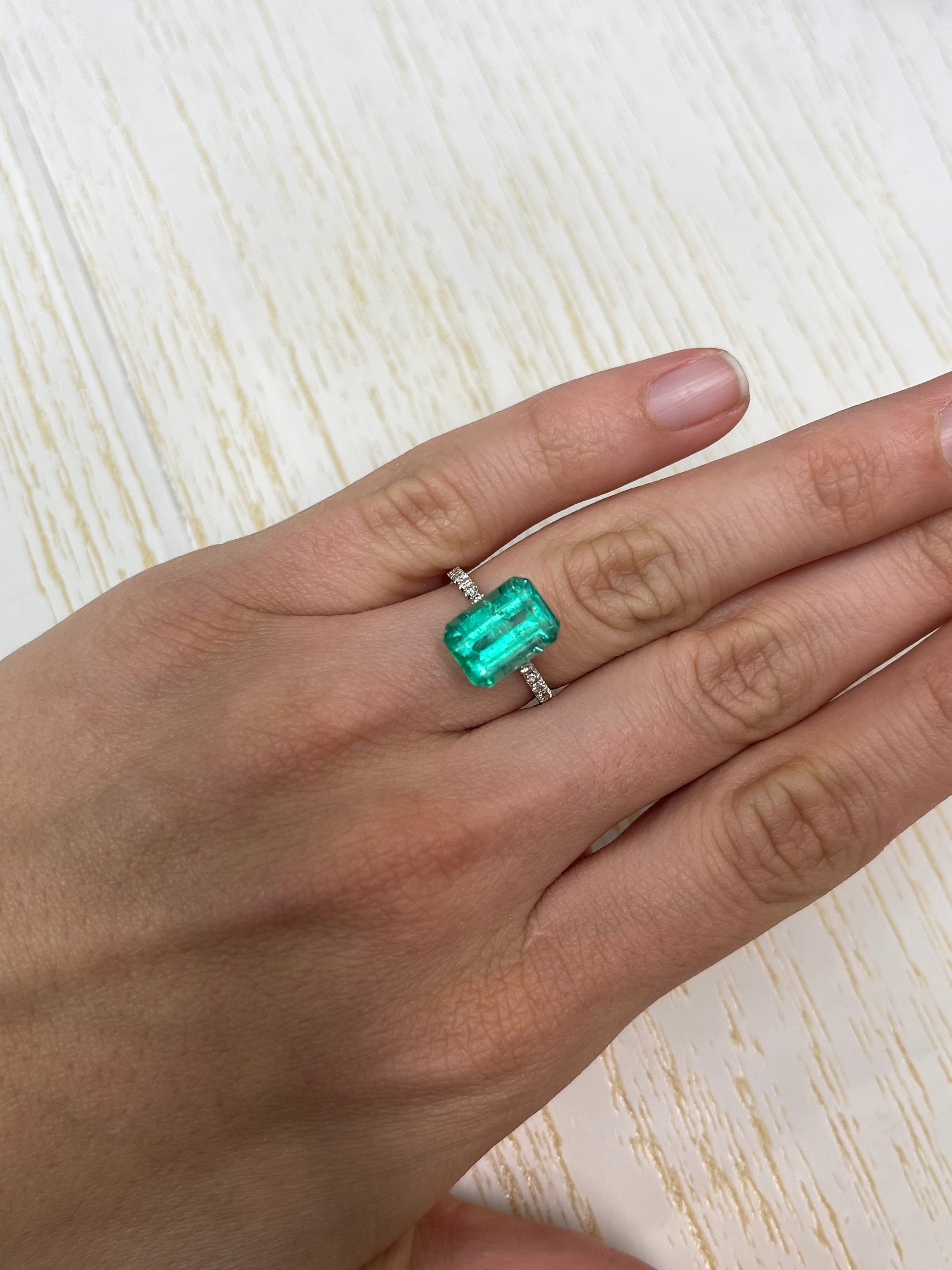 4.63 Carat 11.8mx8.6 Spring Green Natural Loose Colombian Emerald-Classic Emerald Cut - JR Colombian Emeralds