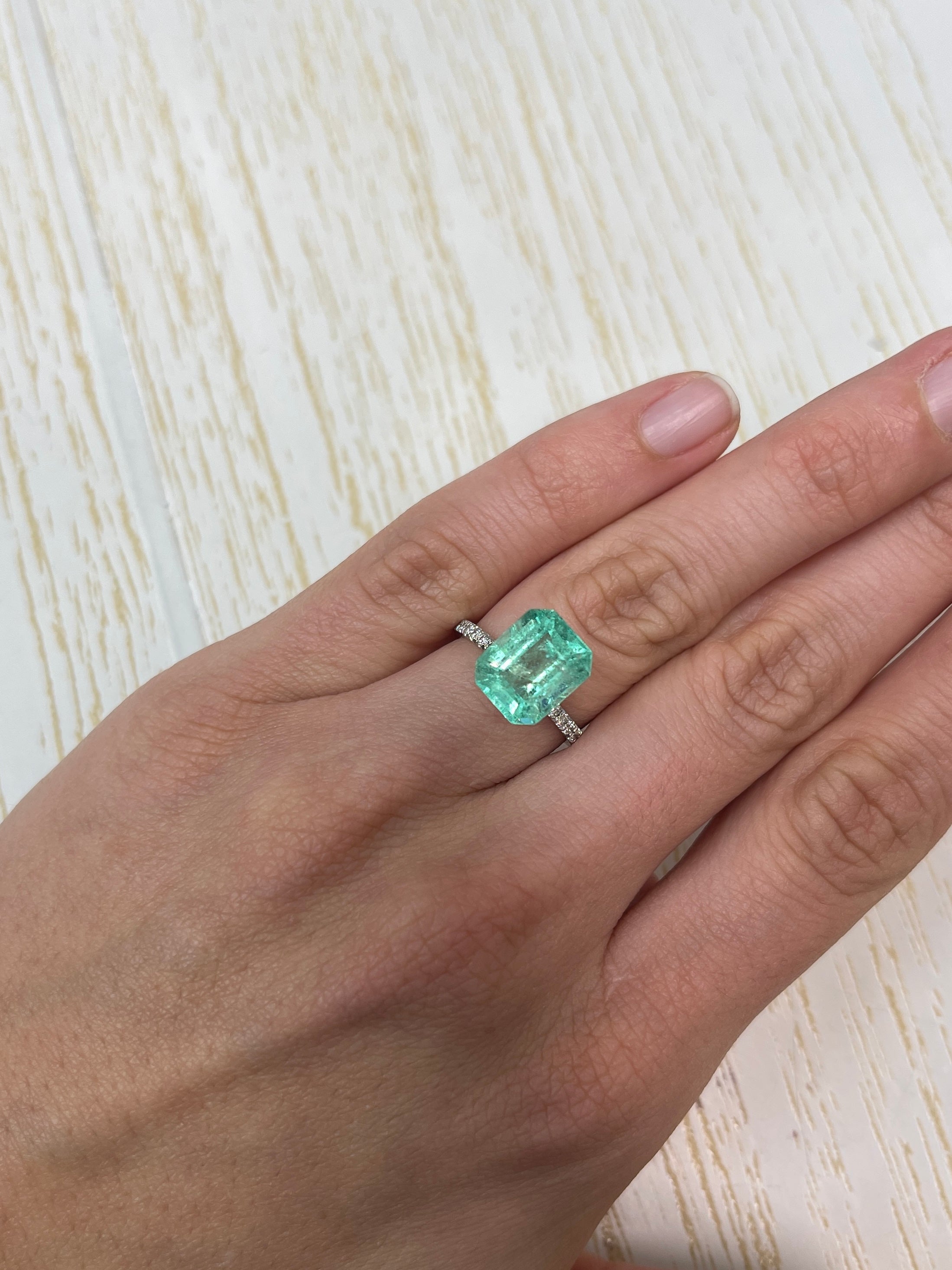 4.99 Carat 11.5x9.6 Bright Medium Green Natural Loose Colombian- Emerald Cut - JR Colombian Emeralds