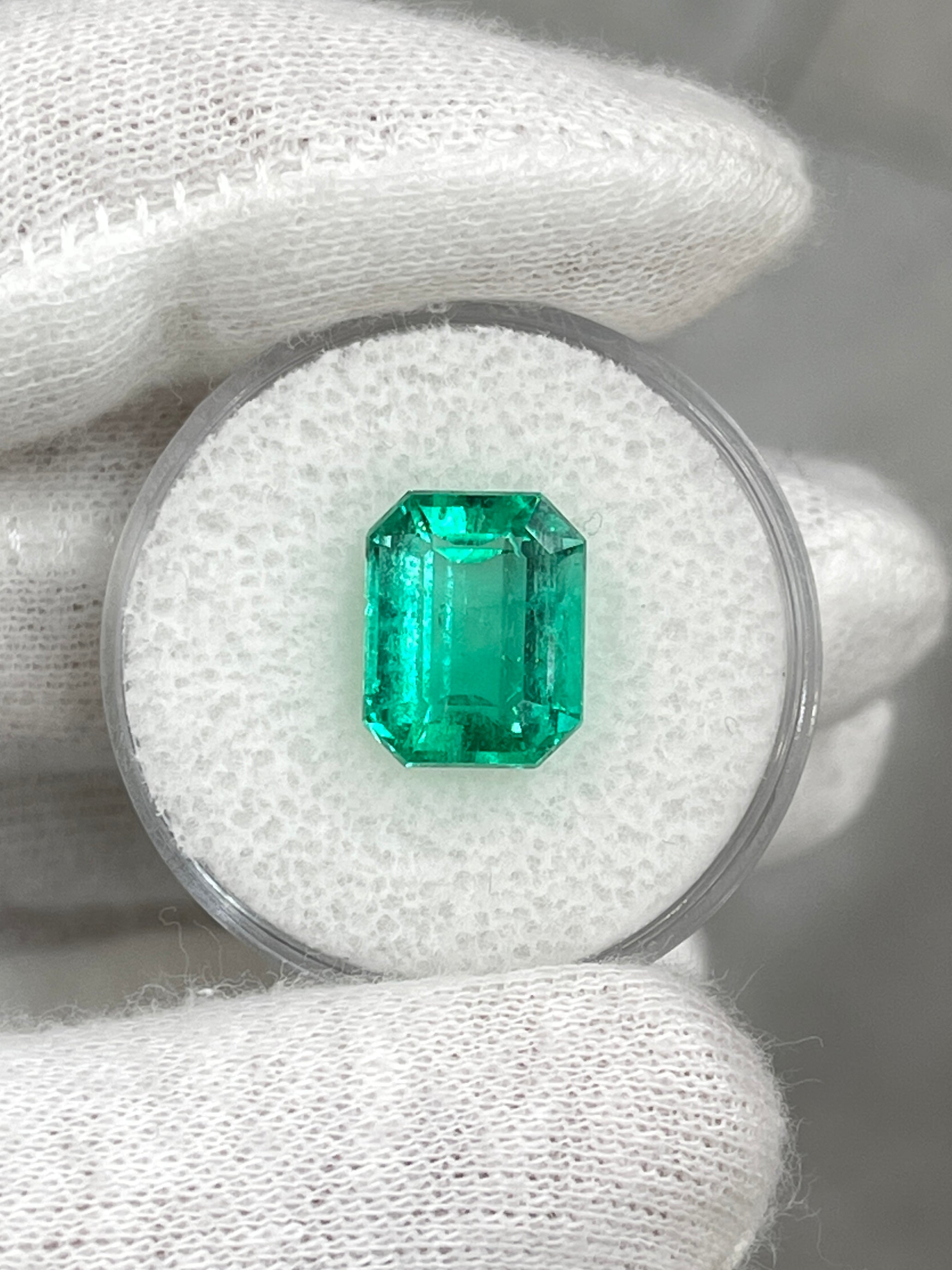 4.59 Carat 11x9 Crystalline Bluish Green Natural Loose Colombian Emerald-Emerald Cut