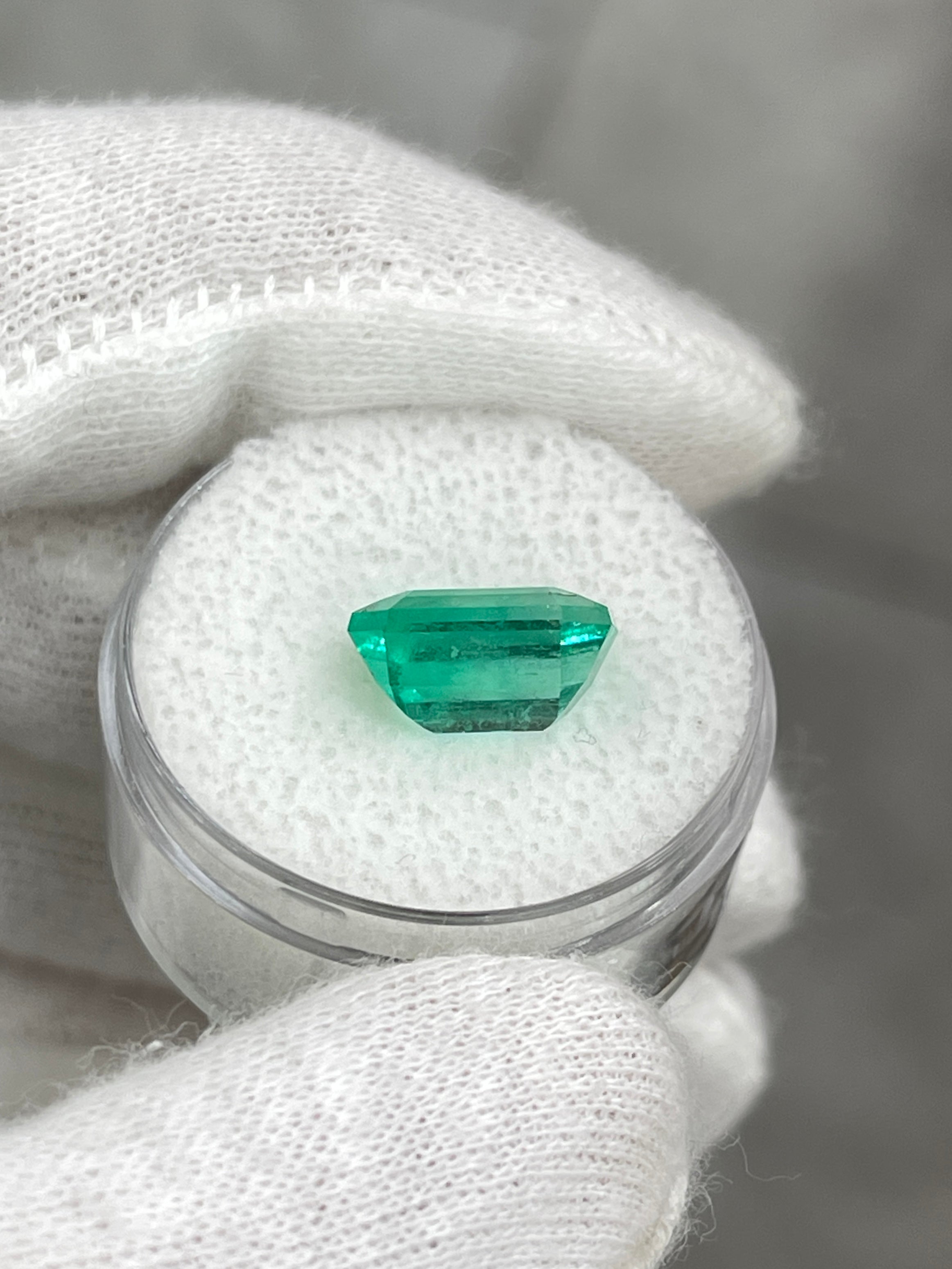 4.59 Carat 11x9 Crystalline Bluish Green Natural Loose Colombian Emerald-Emerald Cut