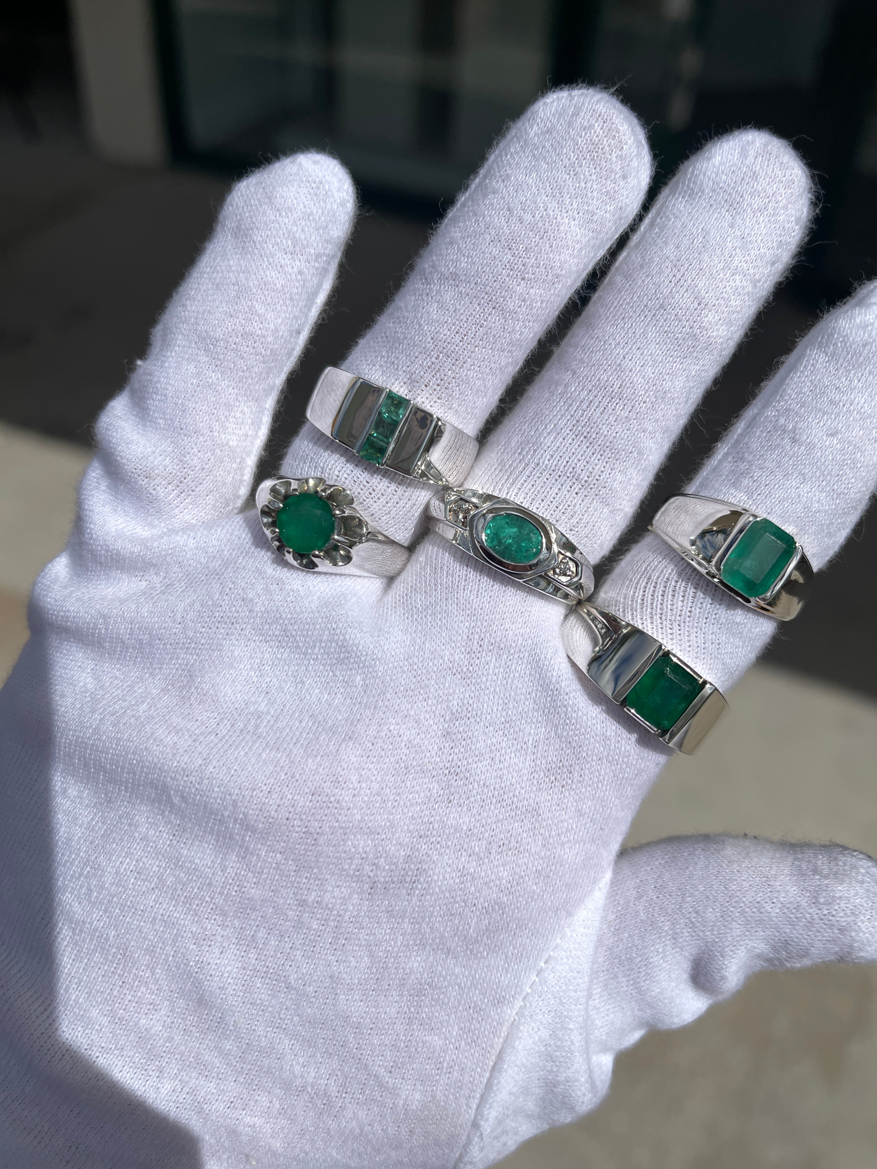 Natural Emerald Mens Ring In Sterling Silver