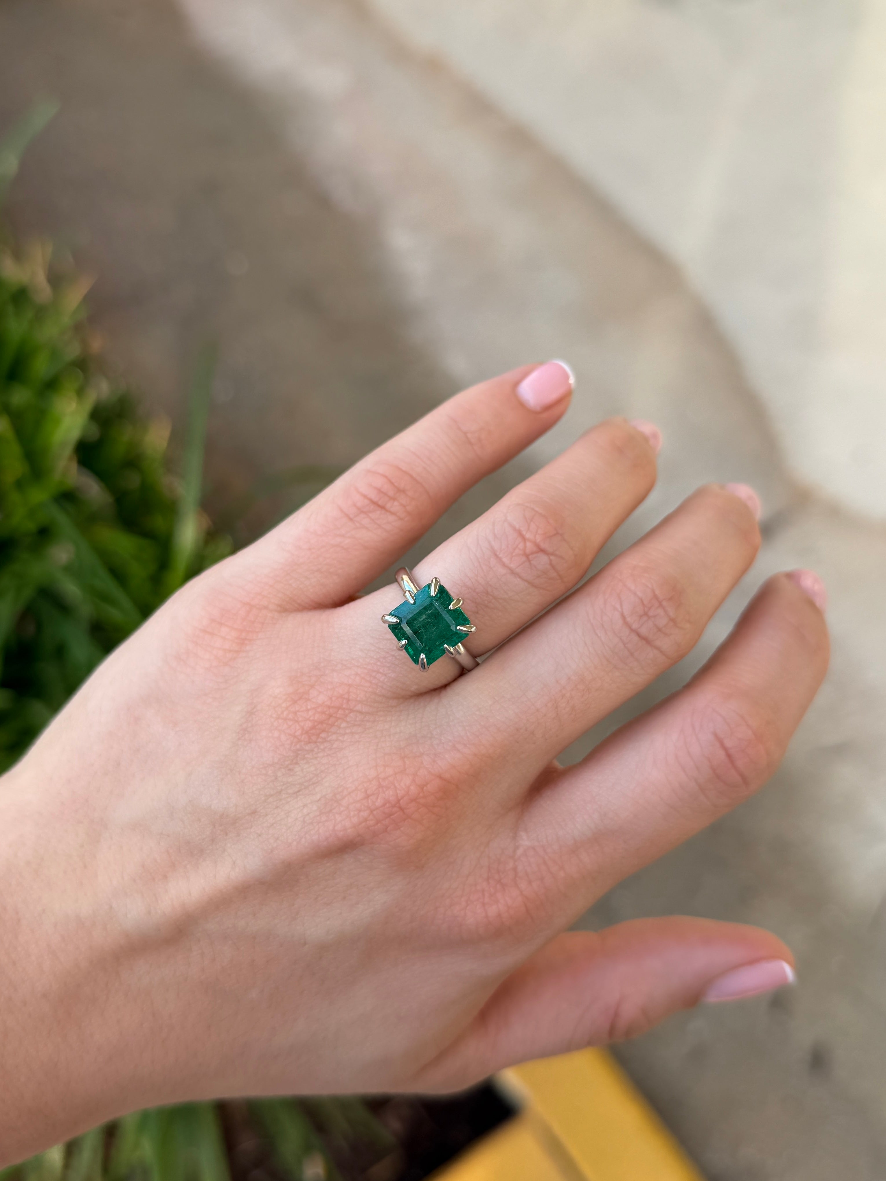 5.84 Carat Multi Prong Asscher Cut Solitaire 14K White Gold Ring