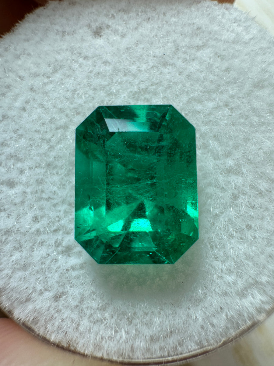 2.96 Carat 10x7.5 Intense Bluish Green Natural Loose Colombian Emerald- Emerald Cut