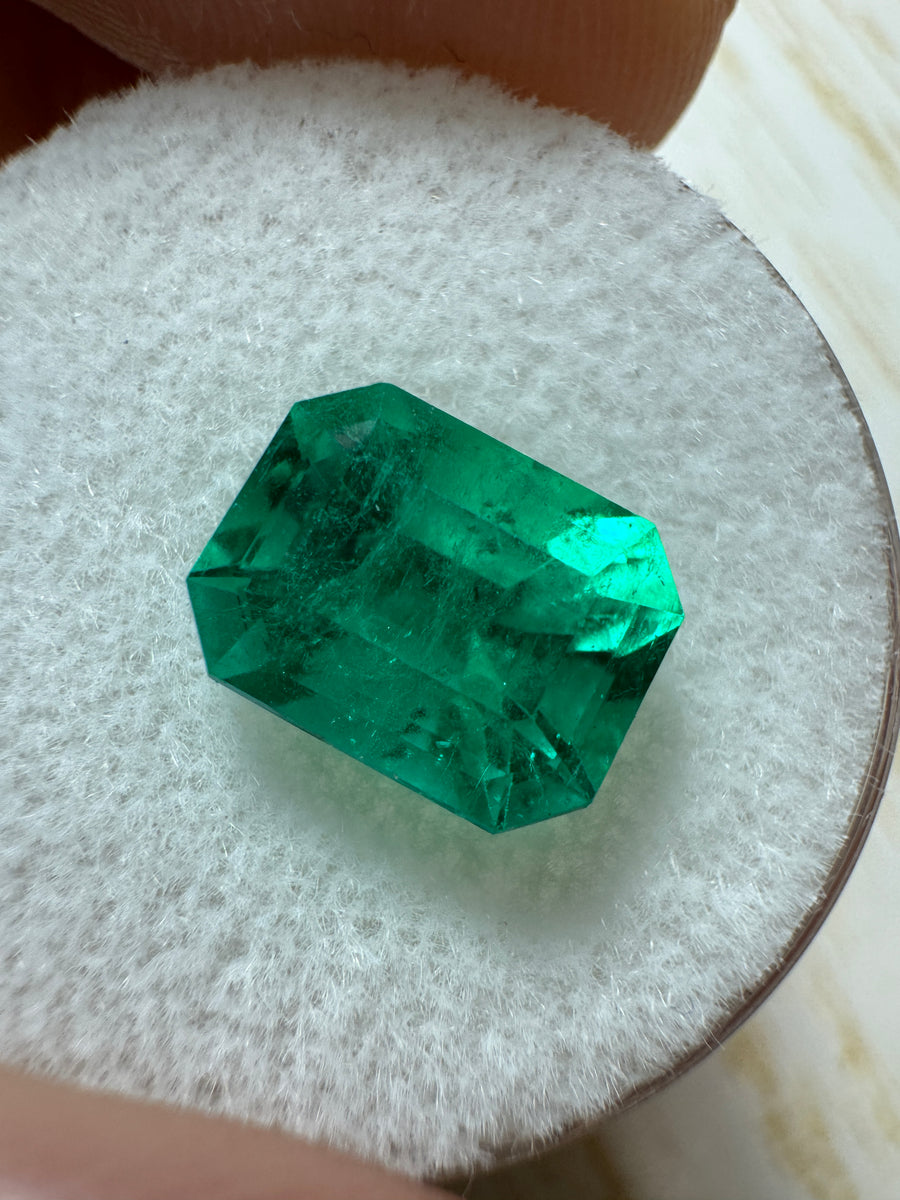 2.96 Carat 10x7.5 Intense Bluish Green Natural Loose Colombian Emerald- Emerald Cut