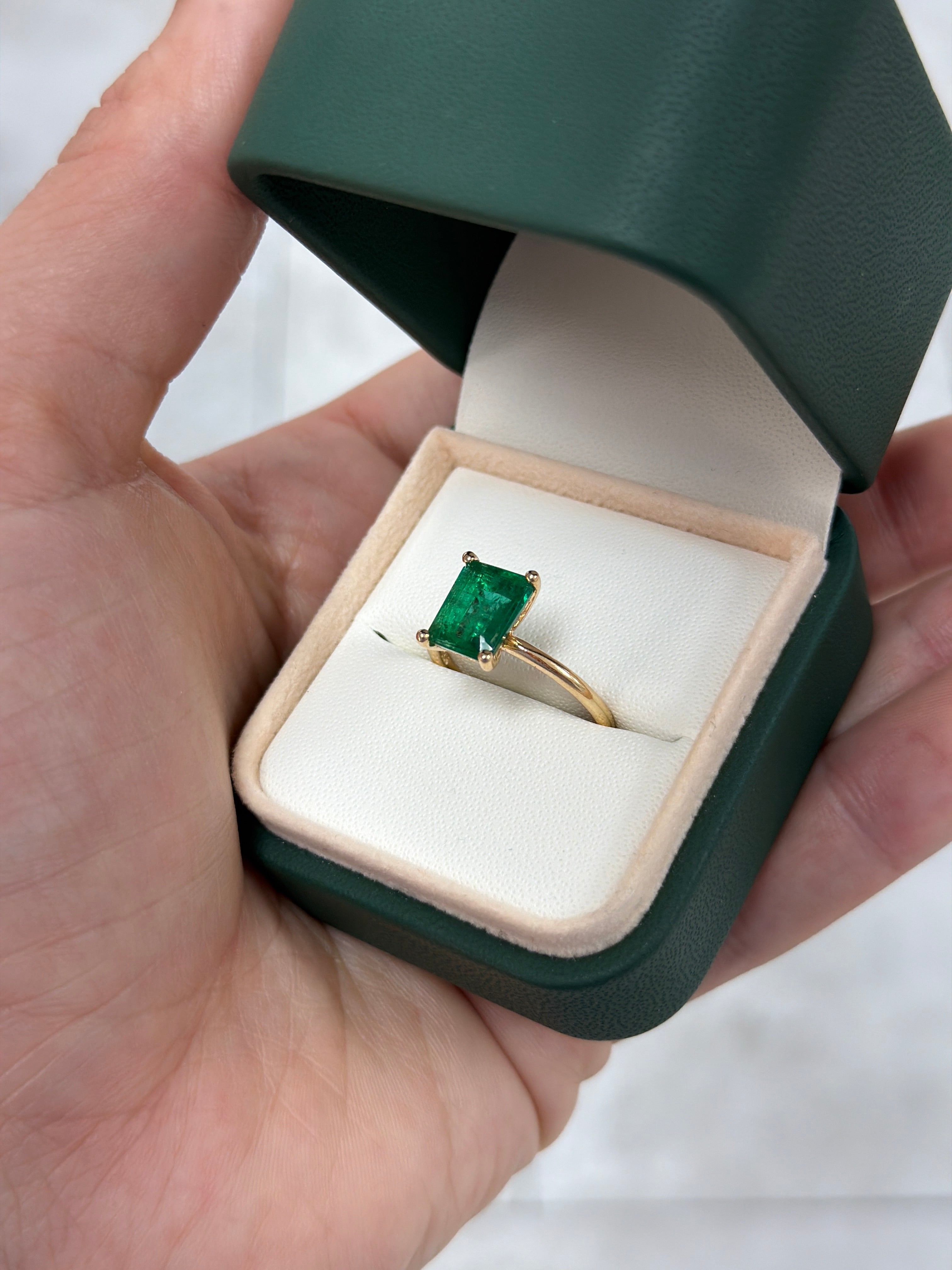 2.32 Carat Classic Four Prong Natural Emerald Solitaire Ring 14K
