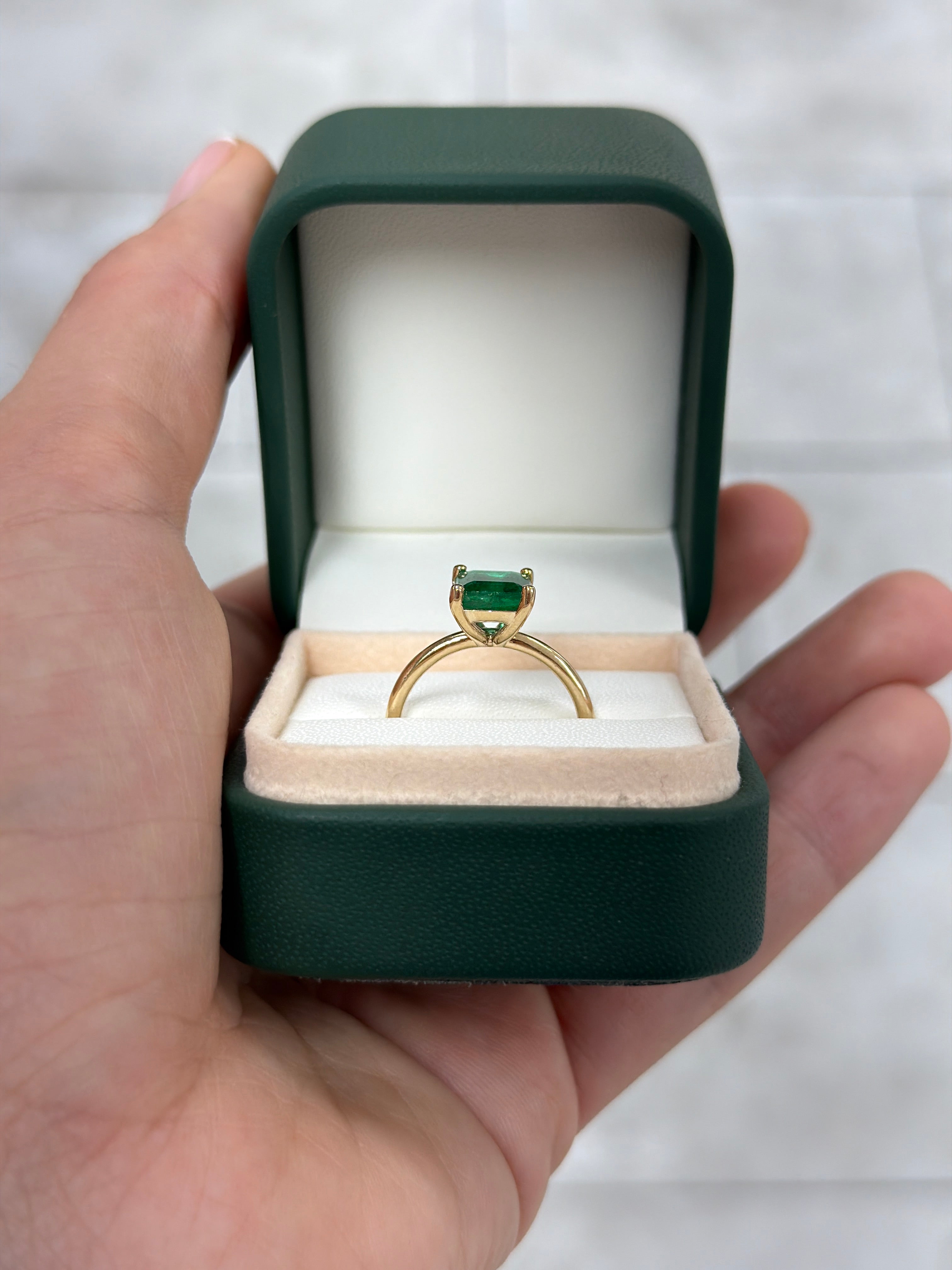2.32 Carat Classic Four Prong Natural Emerald Solitaire Ring 14K