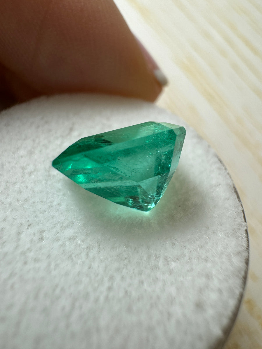 3.80 Carat 10x9 Glowing Green Natural Loose Colombian Emerald-Emerald Cut