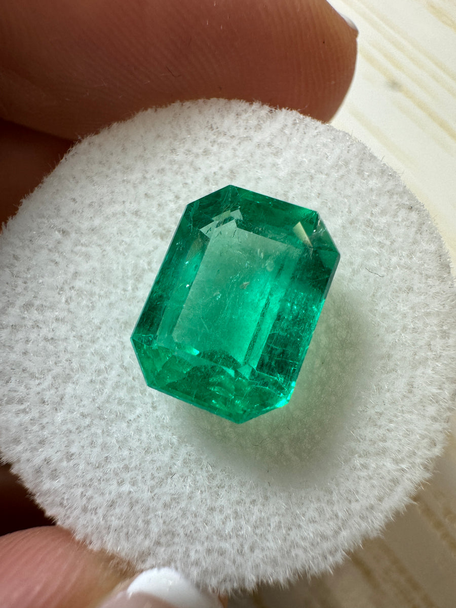 3.88 Carat 11x8 GLOWING Green Natural Loose Colombian Emerald-Emerald Cut