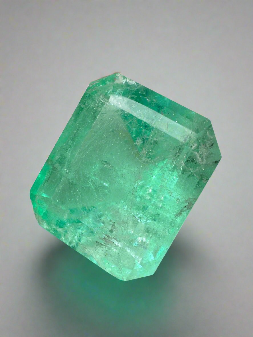 Large 17.64 Carat 17x14.5 Earthy Medium Loose Colombian Emerald- Emerald Cut - JR Colombian Emeralds