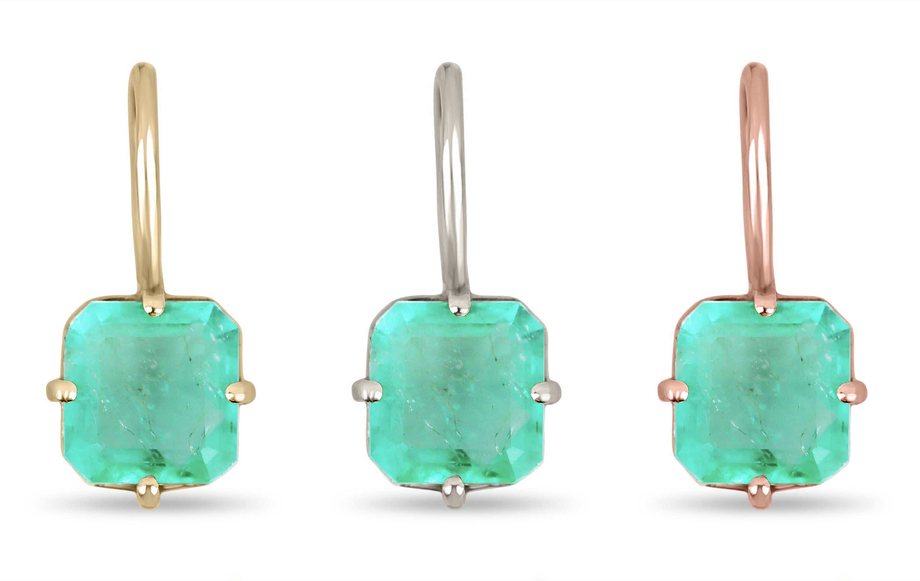 2.50 Carat Colombian Emerald Medium Green Classic Solitaire Pendant 14K - JR Colombian Emeralds