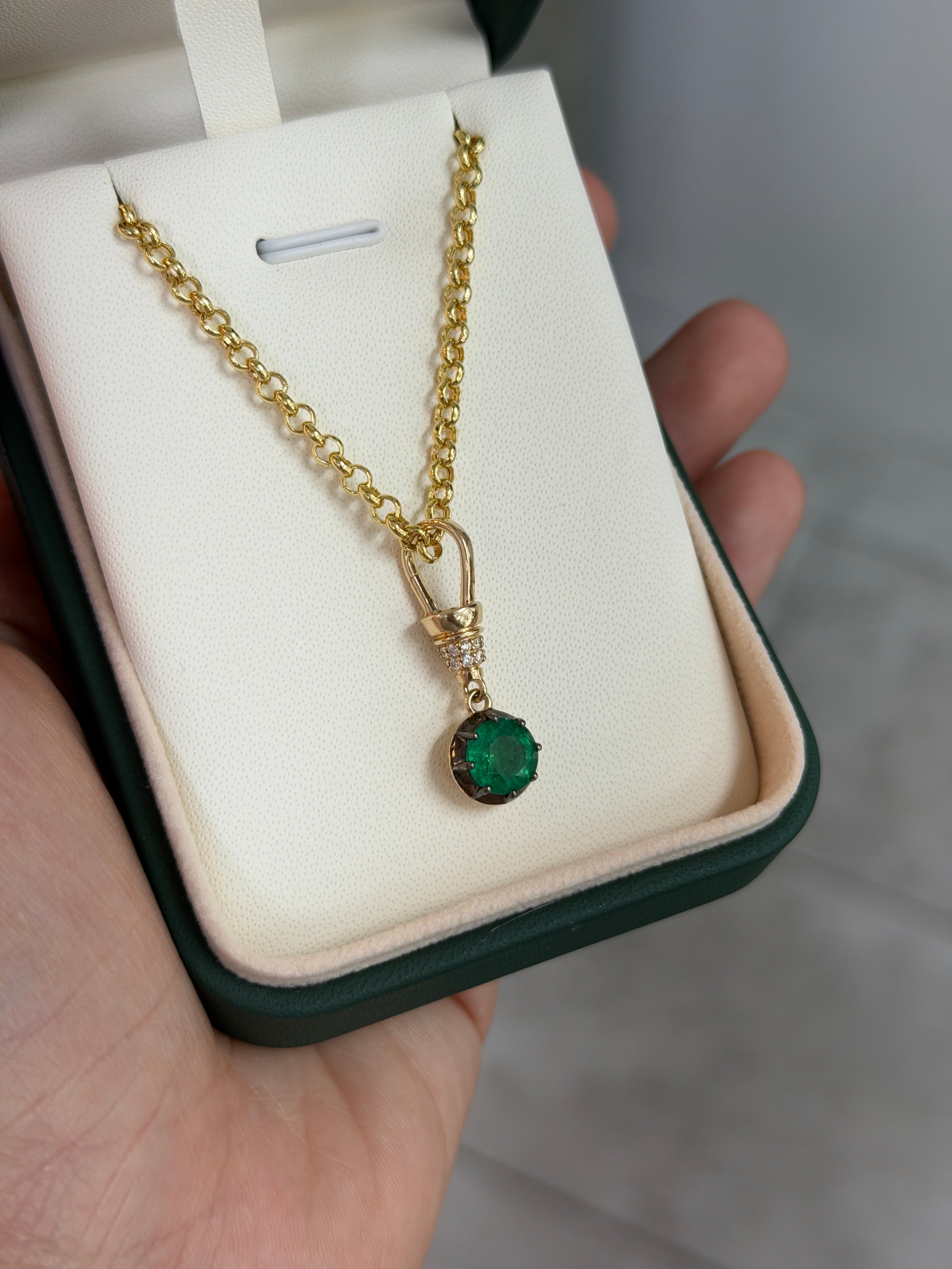 2.21tcw 14K Natural Round Cut Multi-Prong & Diamond Accent Charm Pendant Necklace