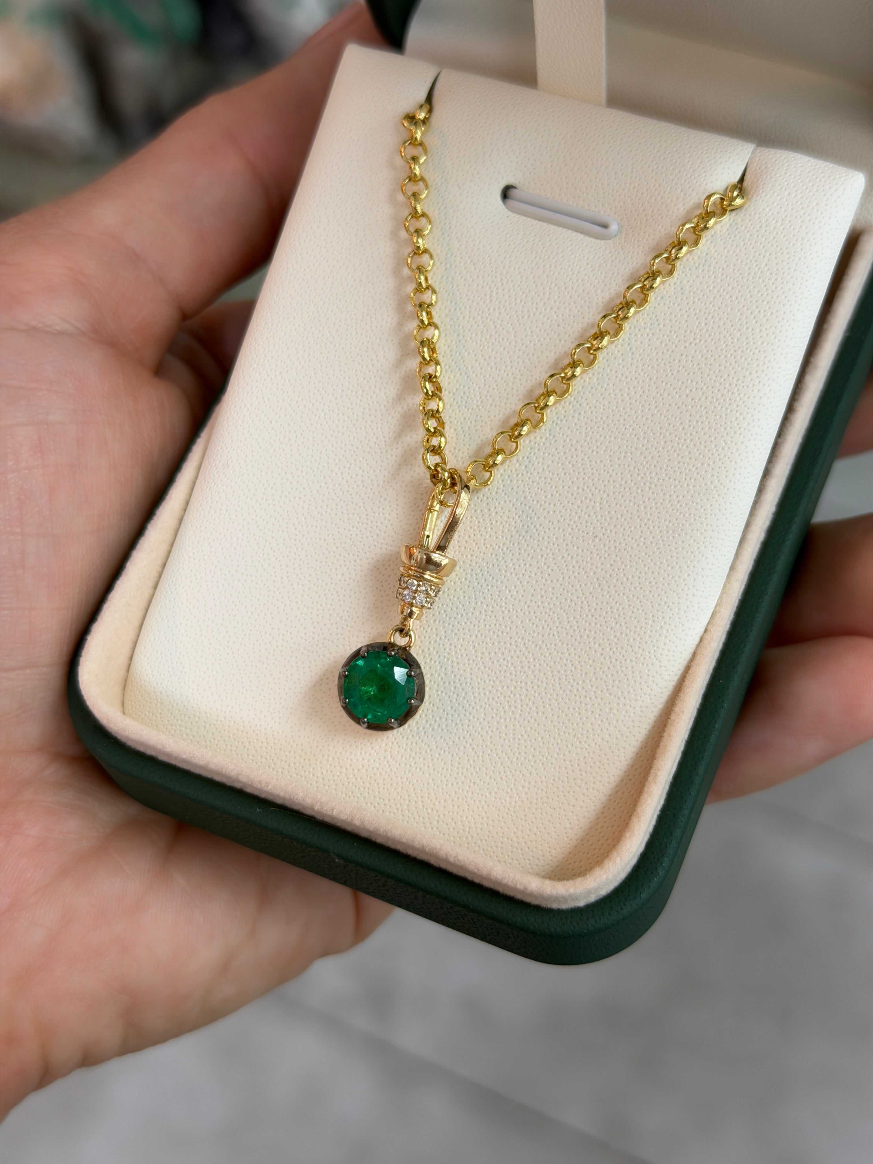 2.21tcw 14K Natural Round Cut Multi-Prong & Diamond Accent Charm Pendant Necklace