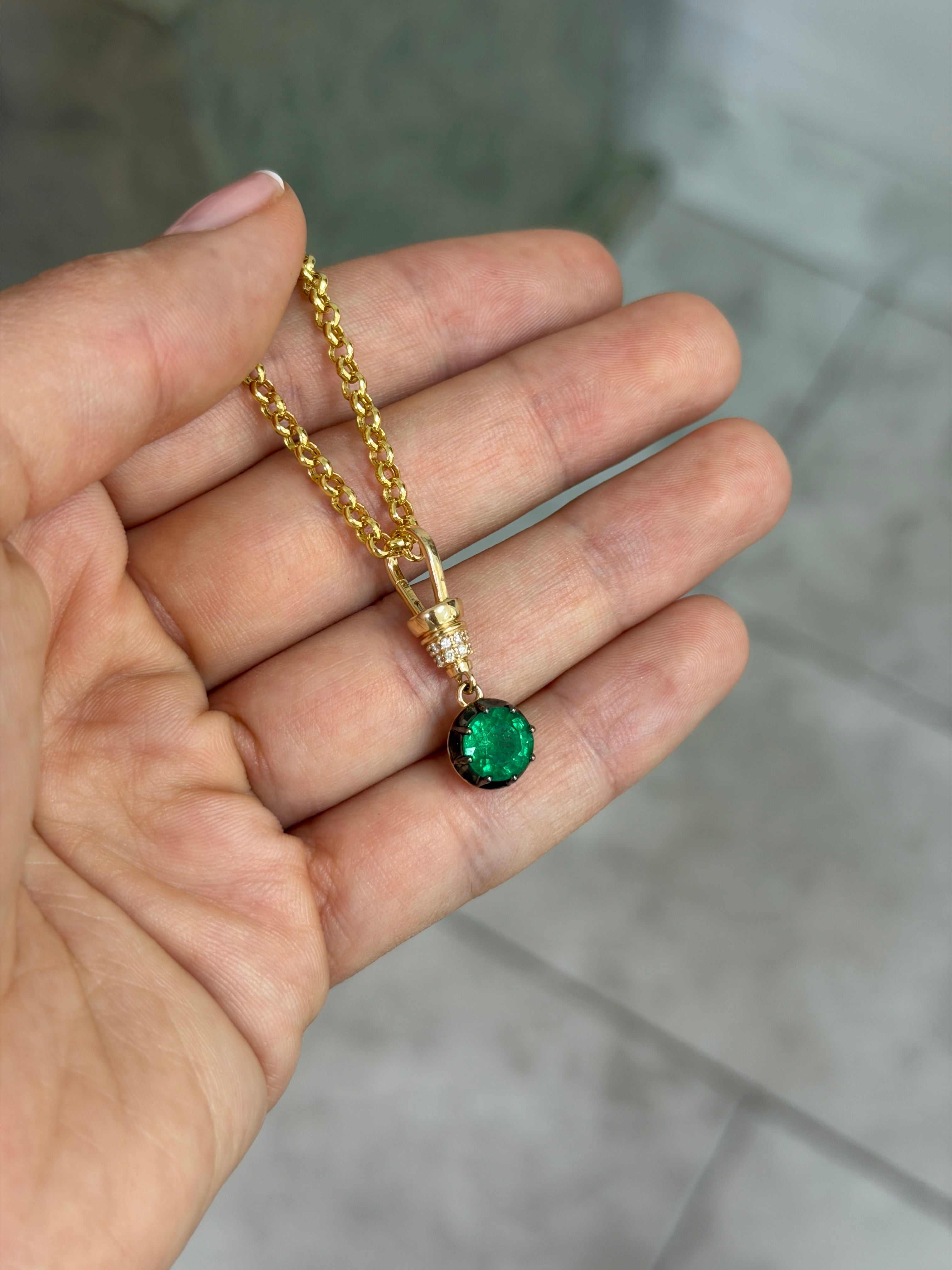 2.21tcw 14K Natural Round Cut Multi-Prong & Diamond Accent Charm Pendant Necklace