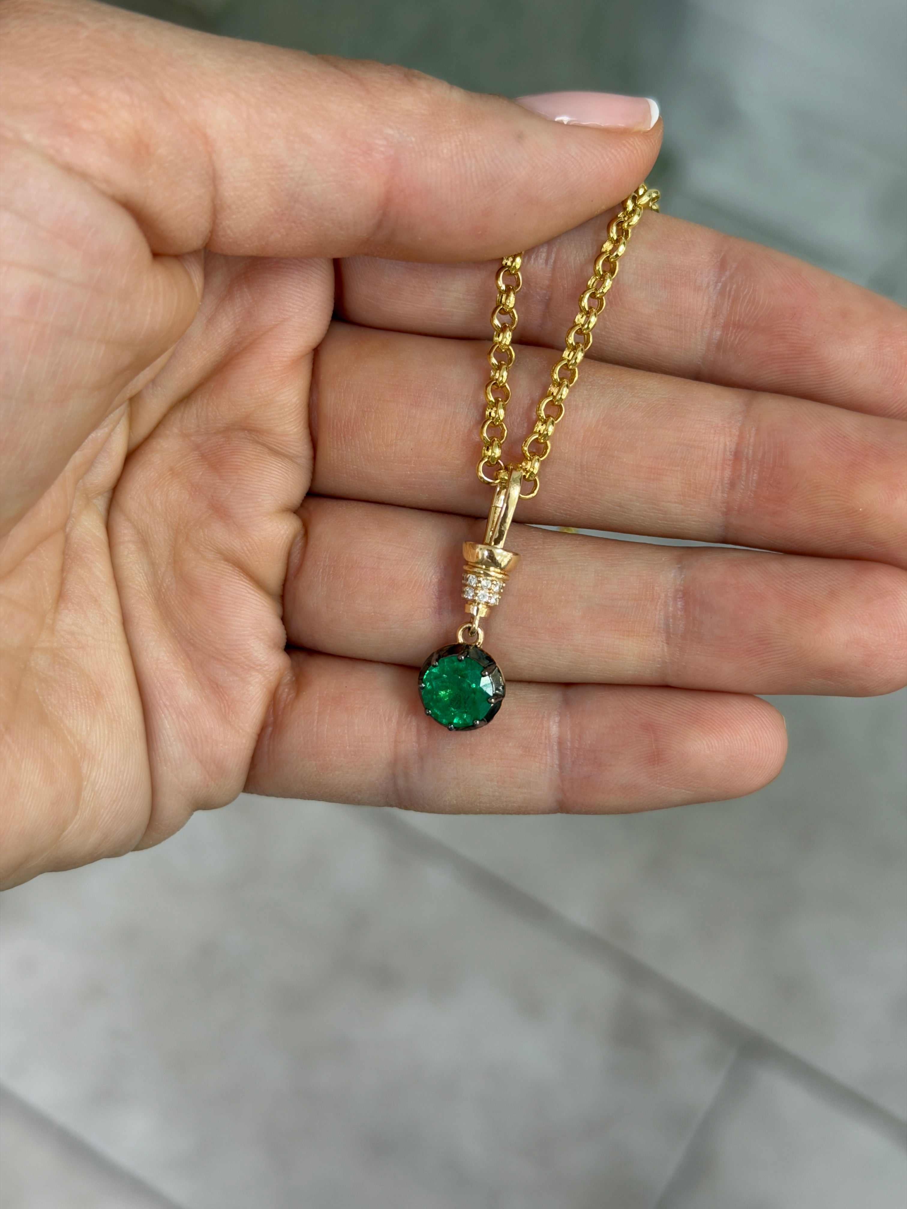 2.21tcw 14K Natural Round Cut Multi-Prong & Diamond Accent Charm Pendant Necklace