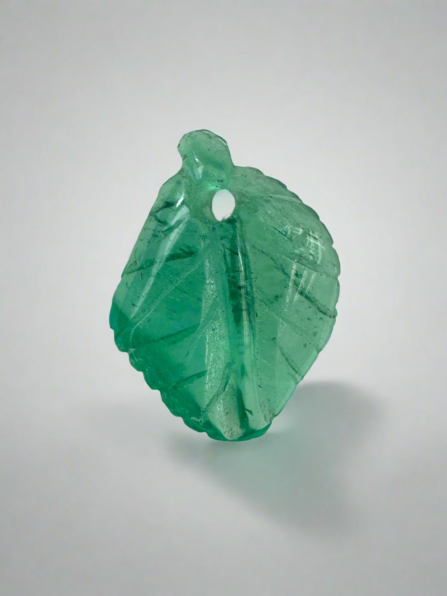 1.60 Carat 12x9 Carved Natural Colombian Emerald-Leaf - JR Colombian Emeralds