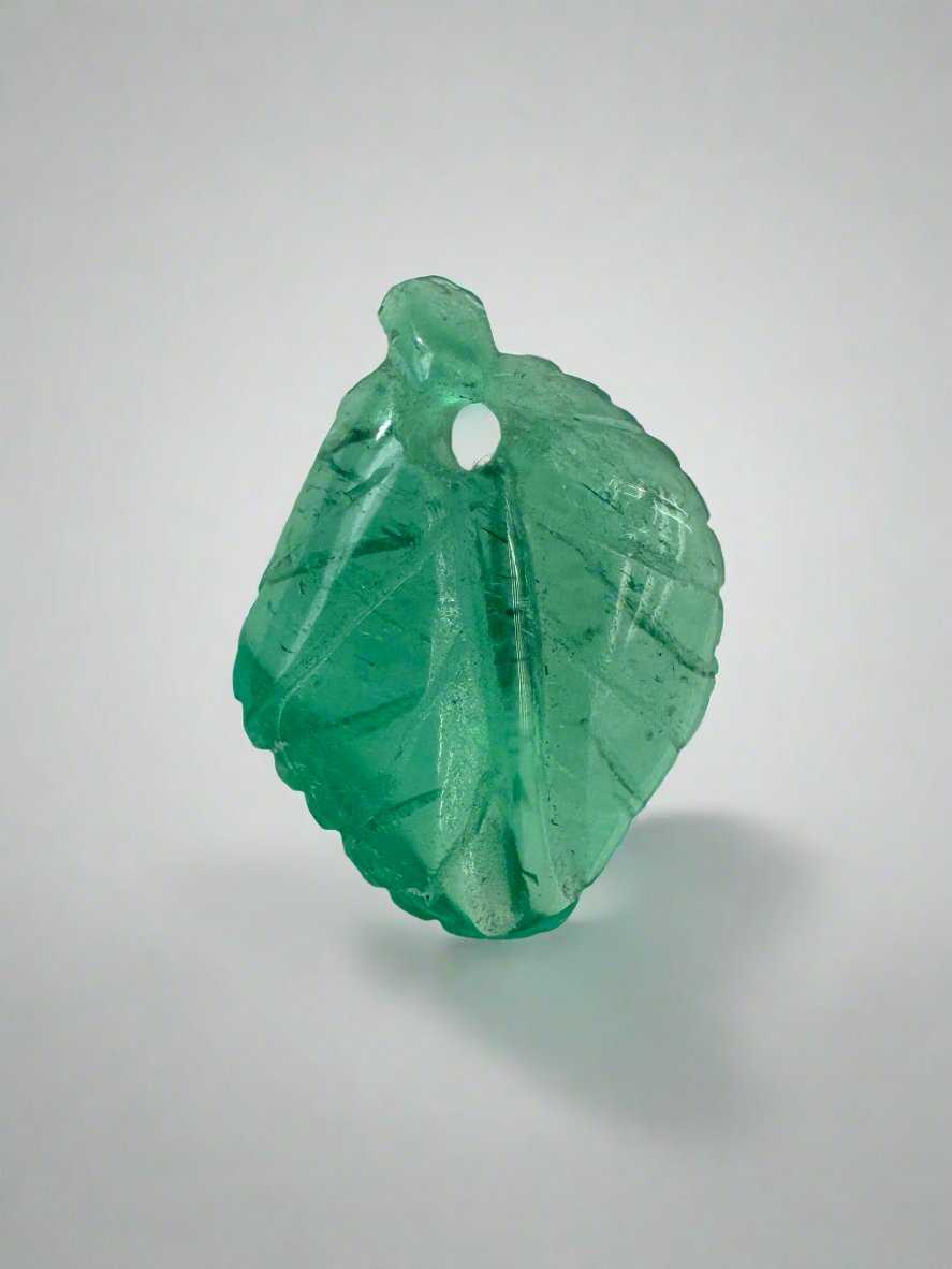 1.60 Carat 12x9 Carved Natural Colombian Emerald-Leaf - JR Colombian Emeralds