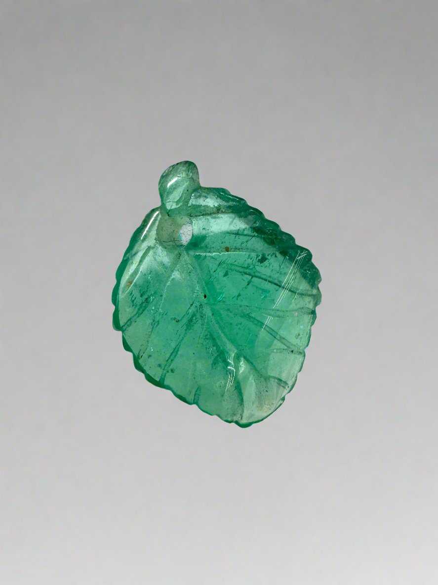 1.60 Carat 12x9 Carved Natural Colombian Emerald-Leaf - JR Colombian Emeralds