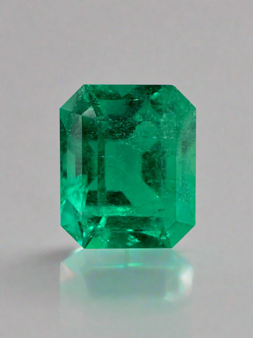 3.43 Carat AAA+ Vivid Bluish Green Natural Loose Colombian Emerald-Emerald Cut - JR Colombian Emeralds