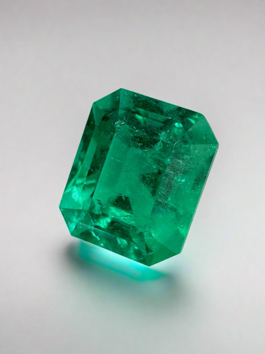 3.43 Carat AAA+ Vivid Bluish Green Natural Loose Colombian Emerald-Emerald Cut - JR Colombian Emeralds