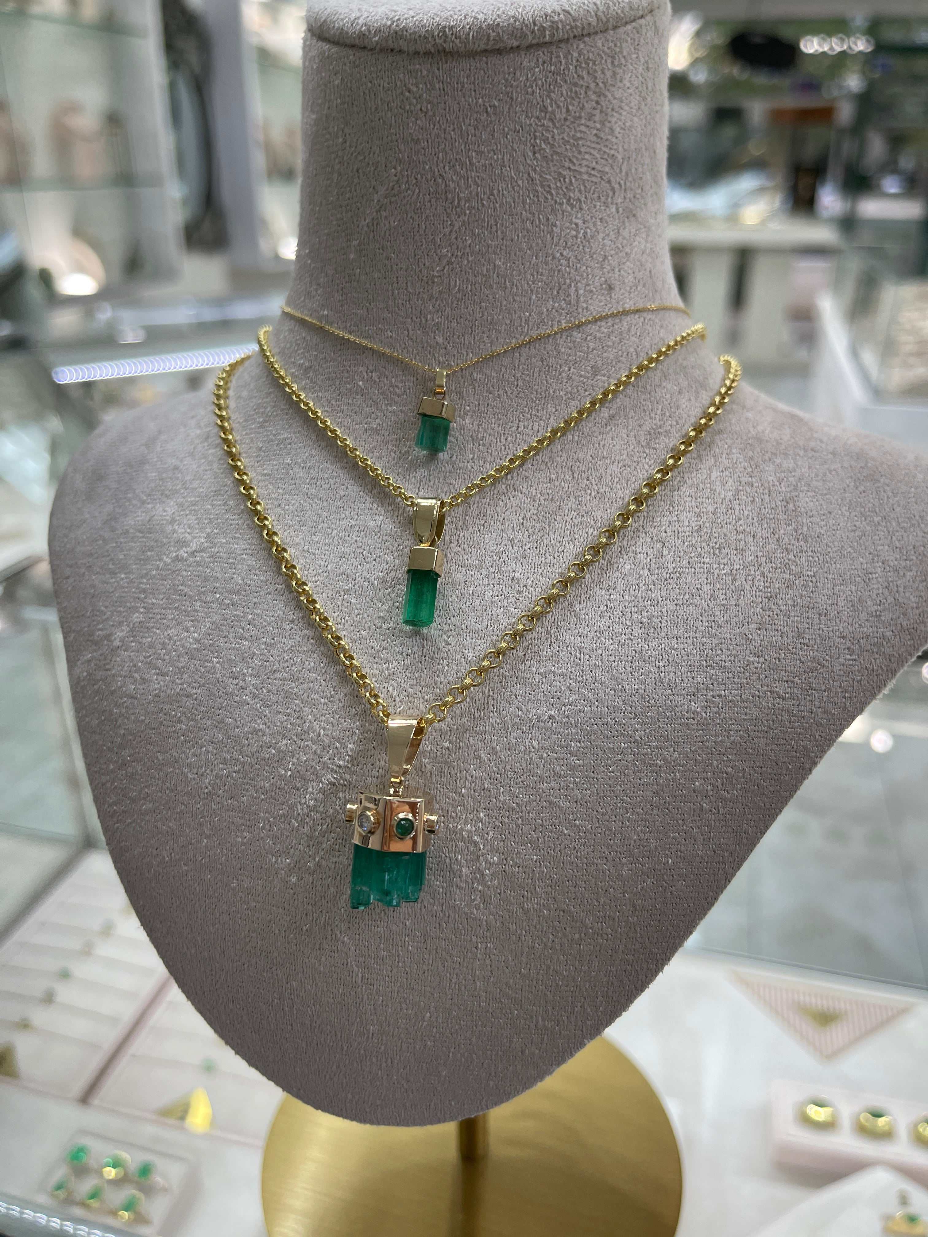 Layaway Price With Josh & Cassin - "Emerald City" 21.10tcw Raw/Rough Colombian Emerald & Diamond Pendant 14K Gold (Copy) - JR Colombian Emeralds