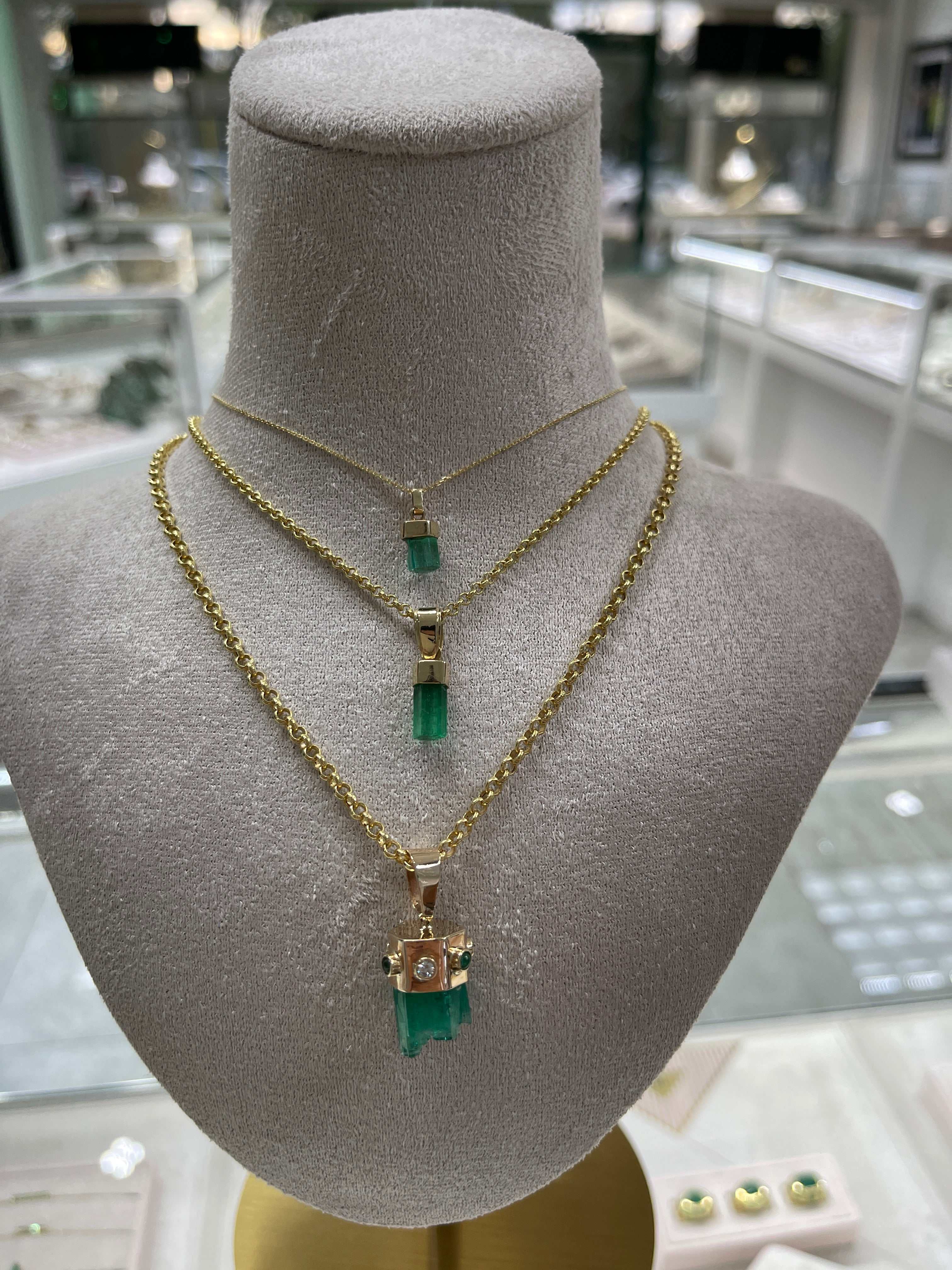 Layaway Price With Josh & Cassin - "Emerald City" 21.10tcw Raw/Rough Colombian Emerald & Diamond Pendant 14K Gold (Copy) - JR Colombian Emeralds