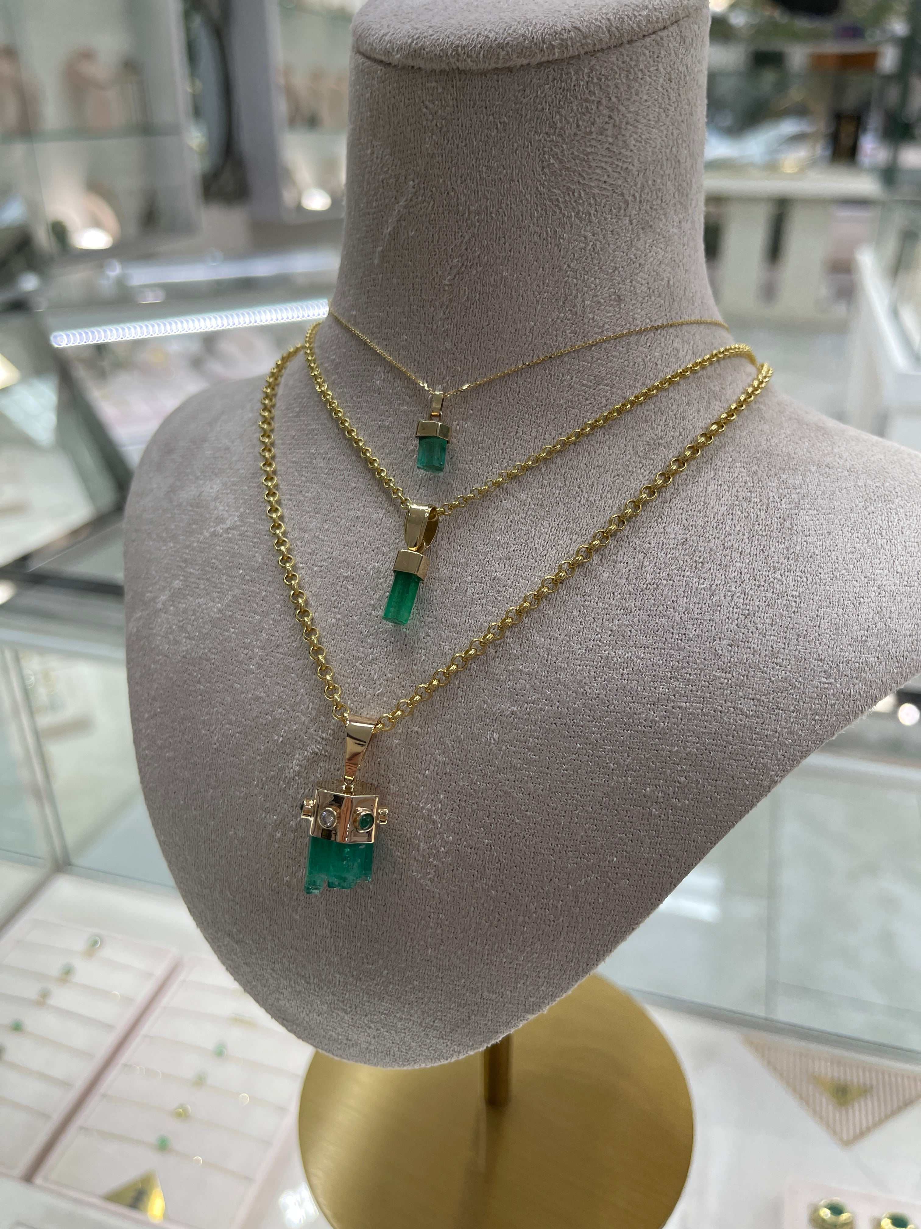 Layaway Price With Josh & Cassin - "Emerald City" 21.10tcw Raw/Rough Colombian Emerald & Diamond Pendant 14K Gold (Copy) - JR Colombian Emeralds