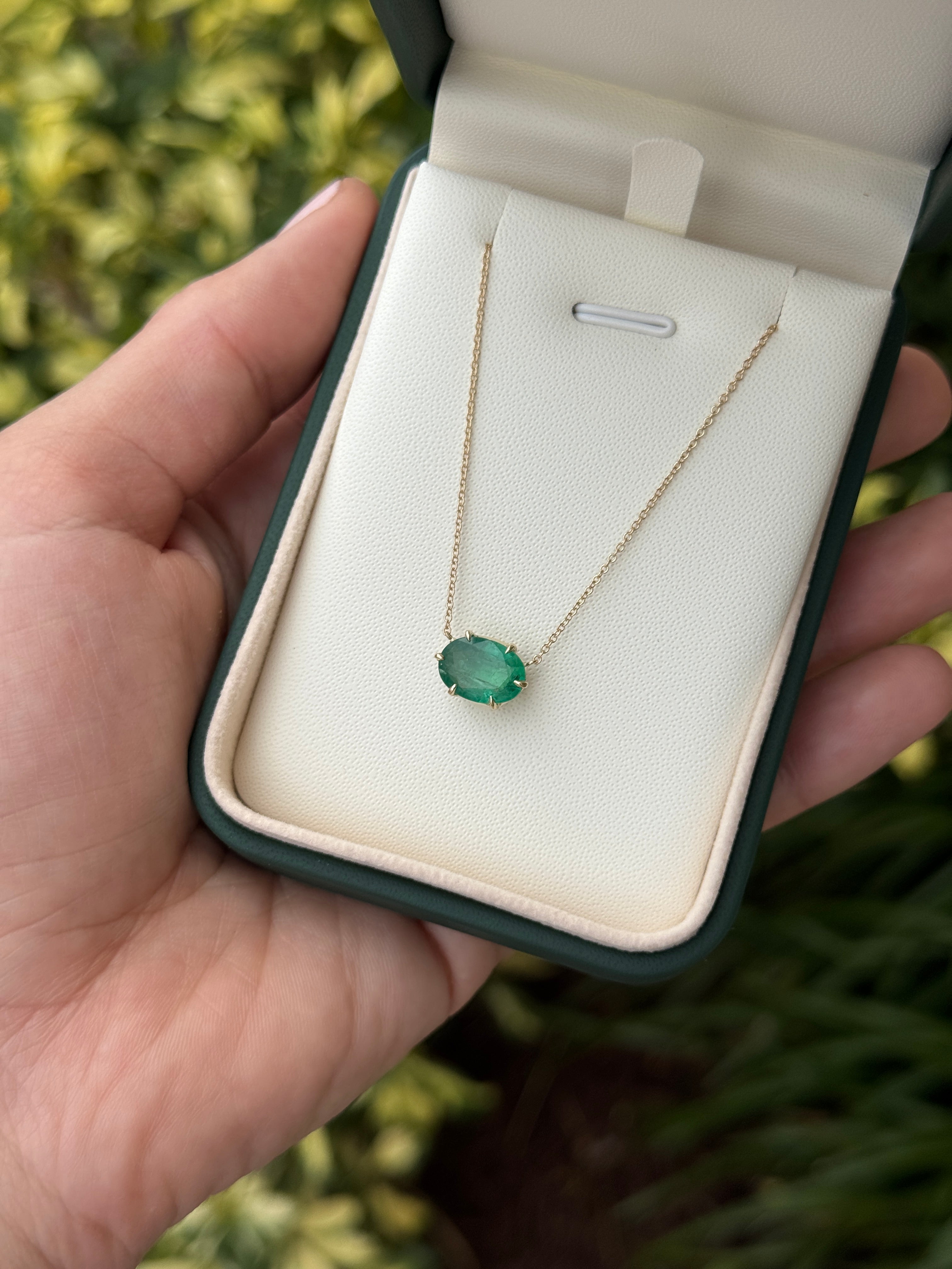 2.30 Carat East to West Multi Claw Prong Oval Solitaire Stationary Necklace 14K