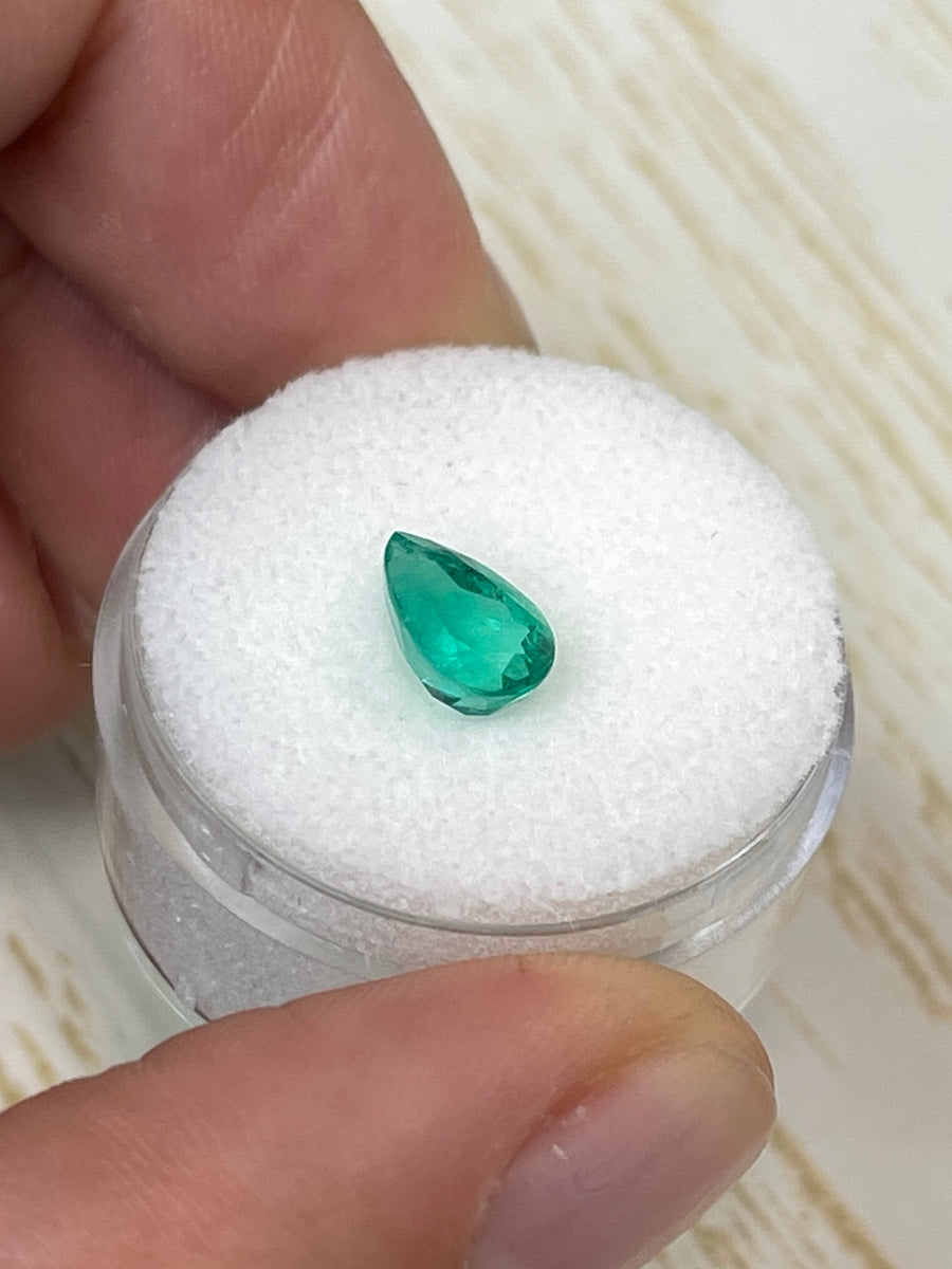 1.30 Carat Loose Colombian Emerald - Pear Shaped - VS Clarity - 8.5x6mm