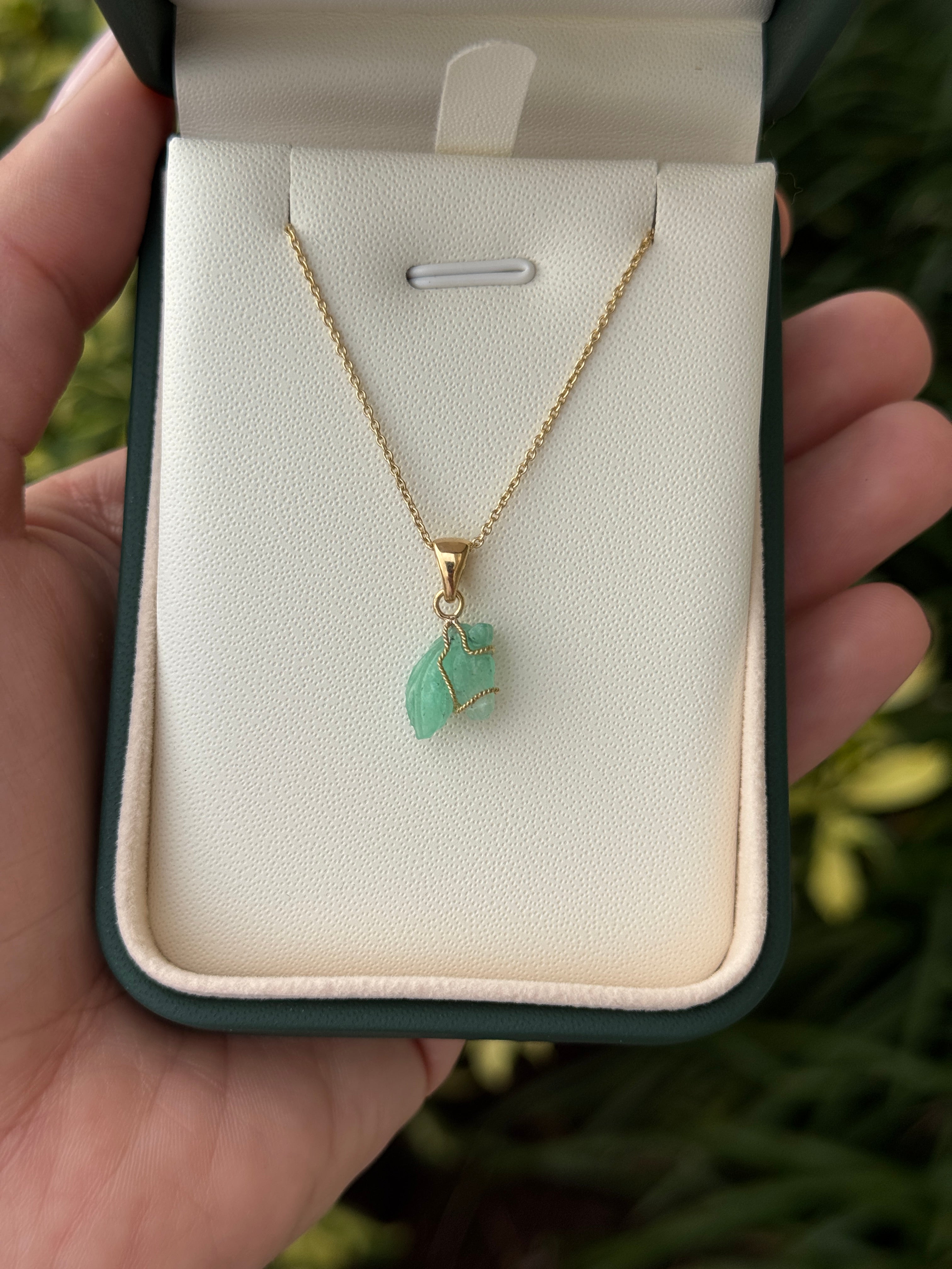 2.79 Carat Chinese New Year- Horse Colombian Emerald 18K Necklace