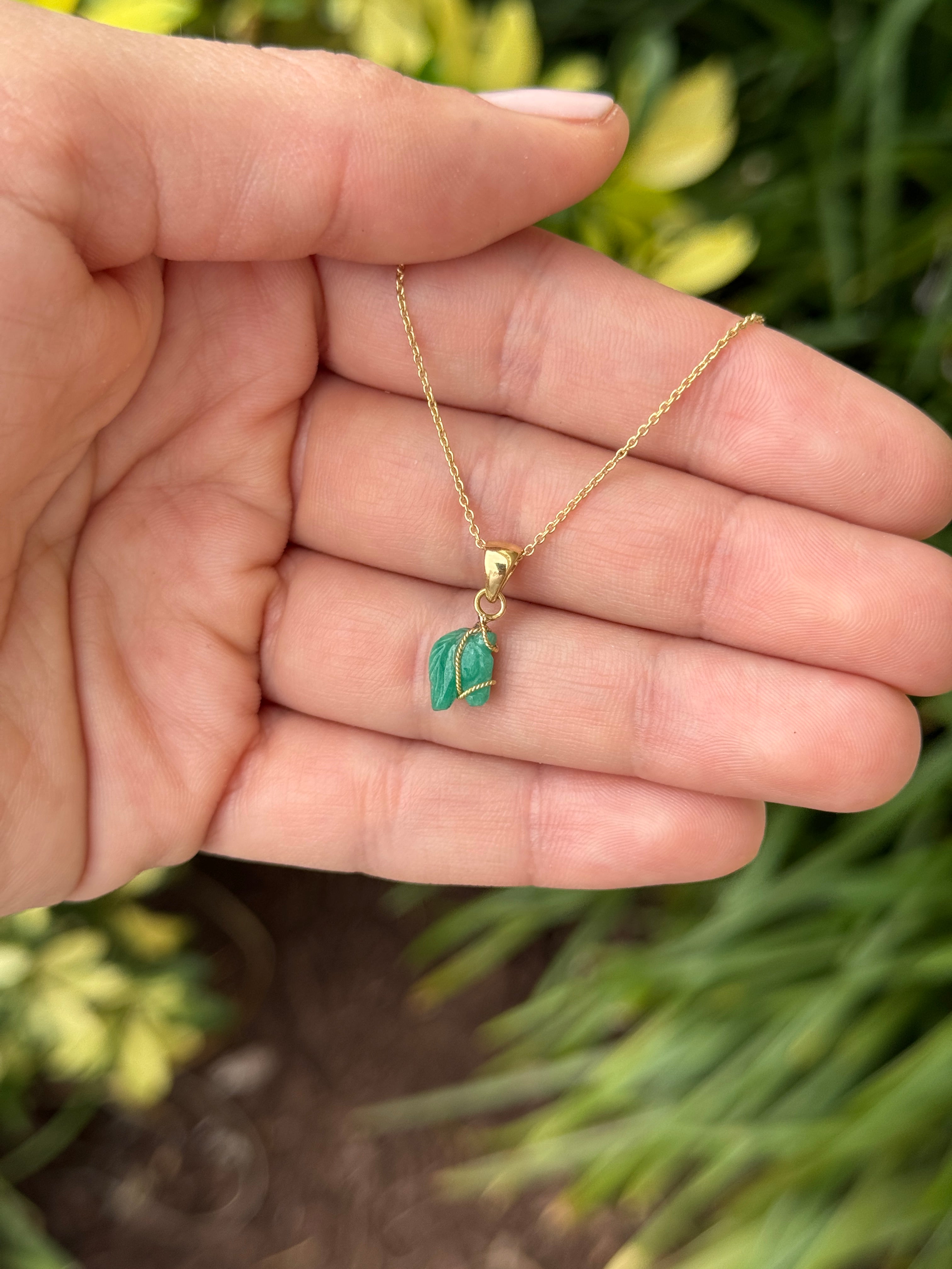 Chinese New Year horse pendant necklace featuring 1.40 carat Colombian emerald set in 18K gold by JR Colombian Emeralds.