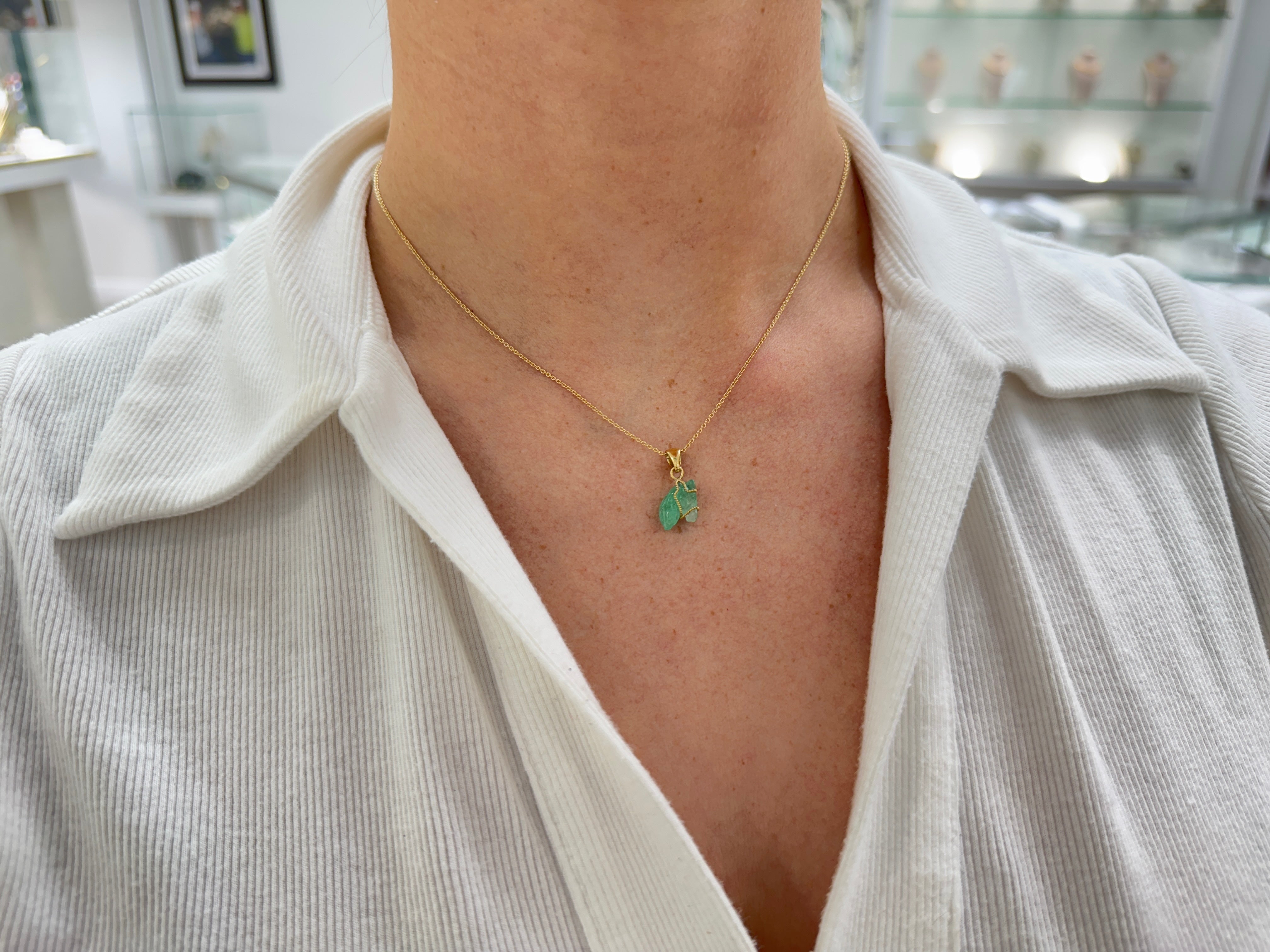 2.79 Carat Chinese New Year- Horse Colombian Emerald 18K Necklace