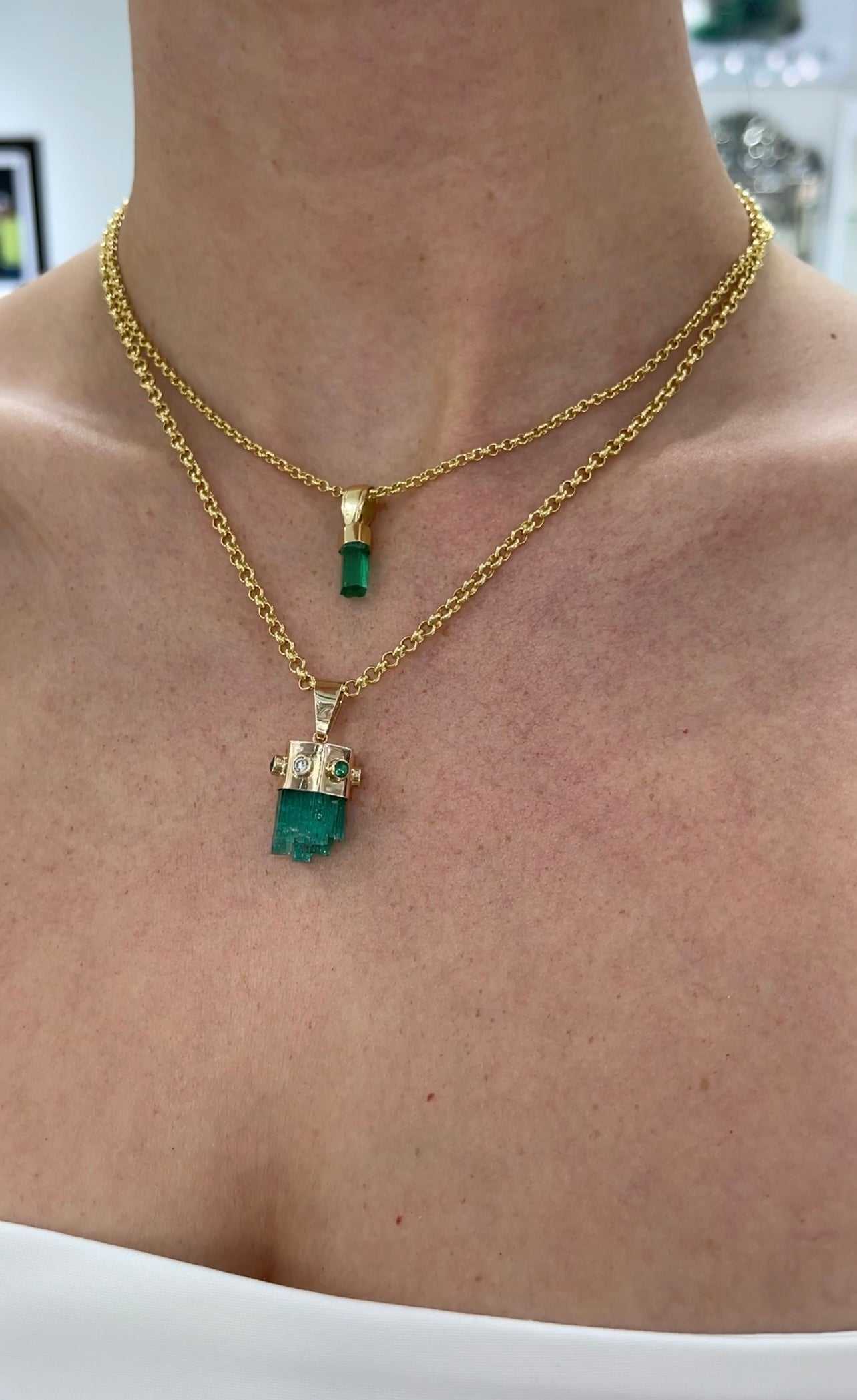 Layaway Price With Josh & Cassin - "Emerald City" 21.10tcw Raw/Rough Colombian Emerald & Diamond Pendant 14K Gold (Copy) - JR Colombian Emeralds