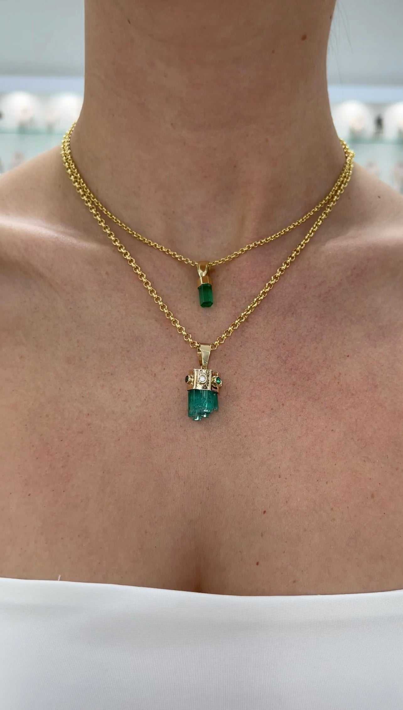 Layaway Price With Josh & Cassin - "Emerald City" 21.10tcw Raw/Rough Colombian Emerald & Diamond Pendant 14K Gold (Copy) - JR Colombian Emeralds